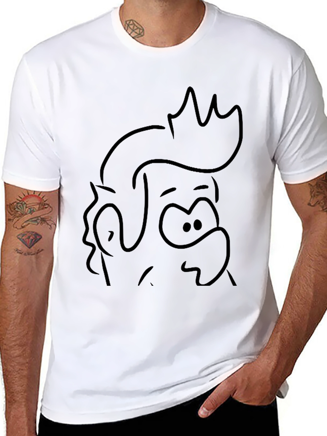 Cartoon Outline Black Tee