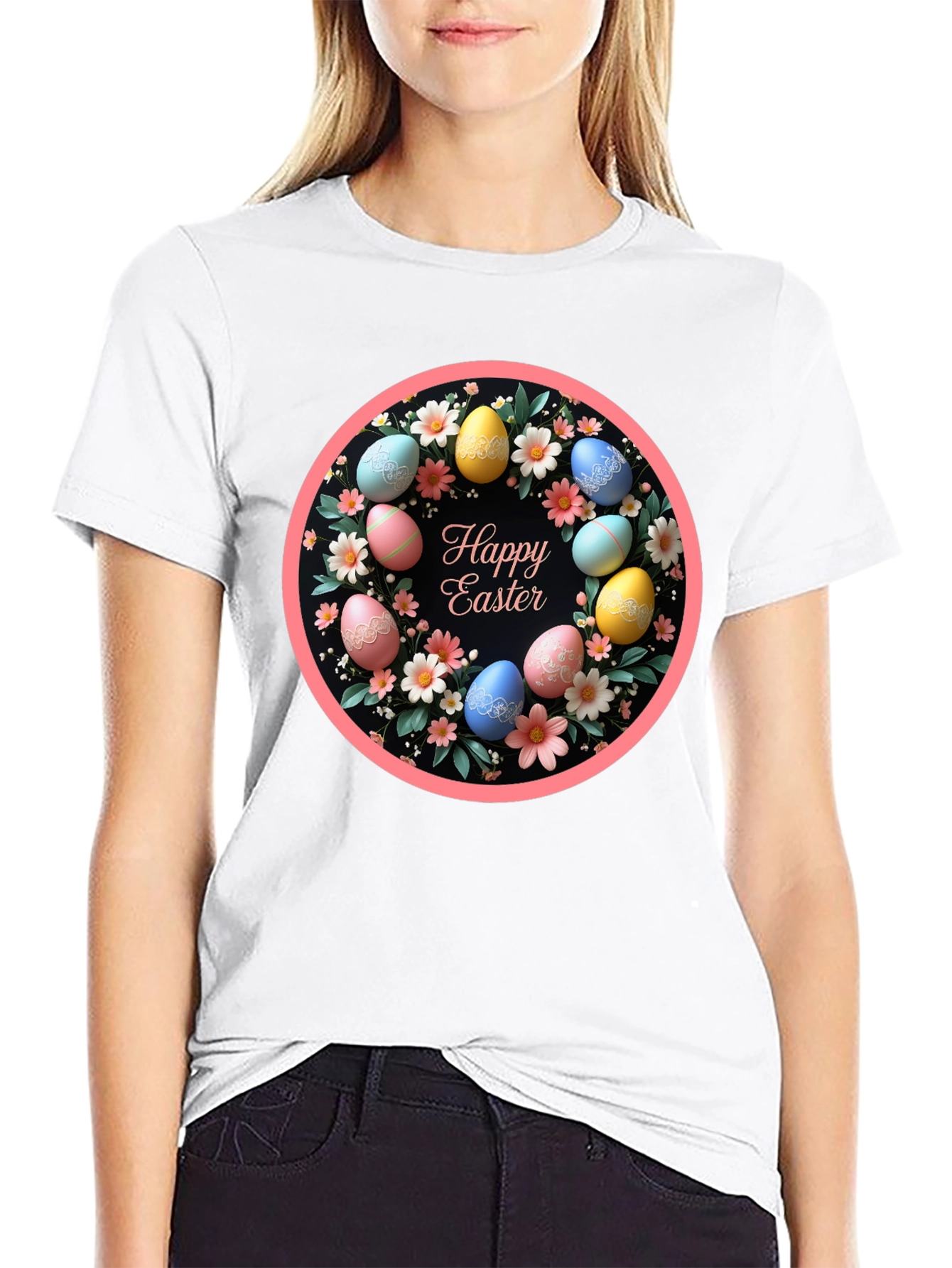 Happy Easter Egg Wreath T-Shirt