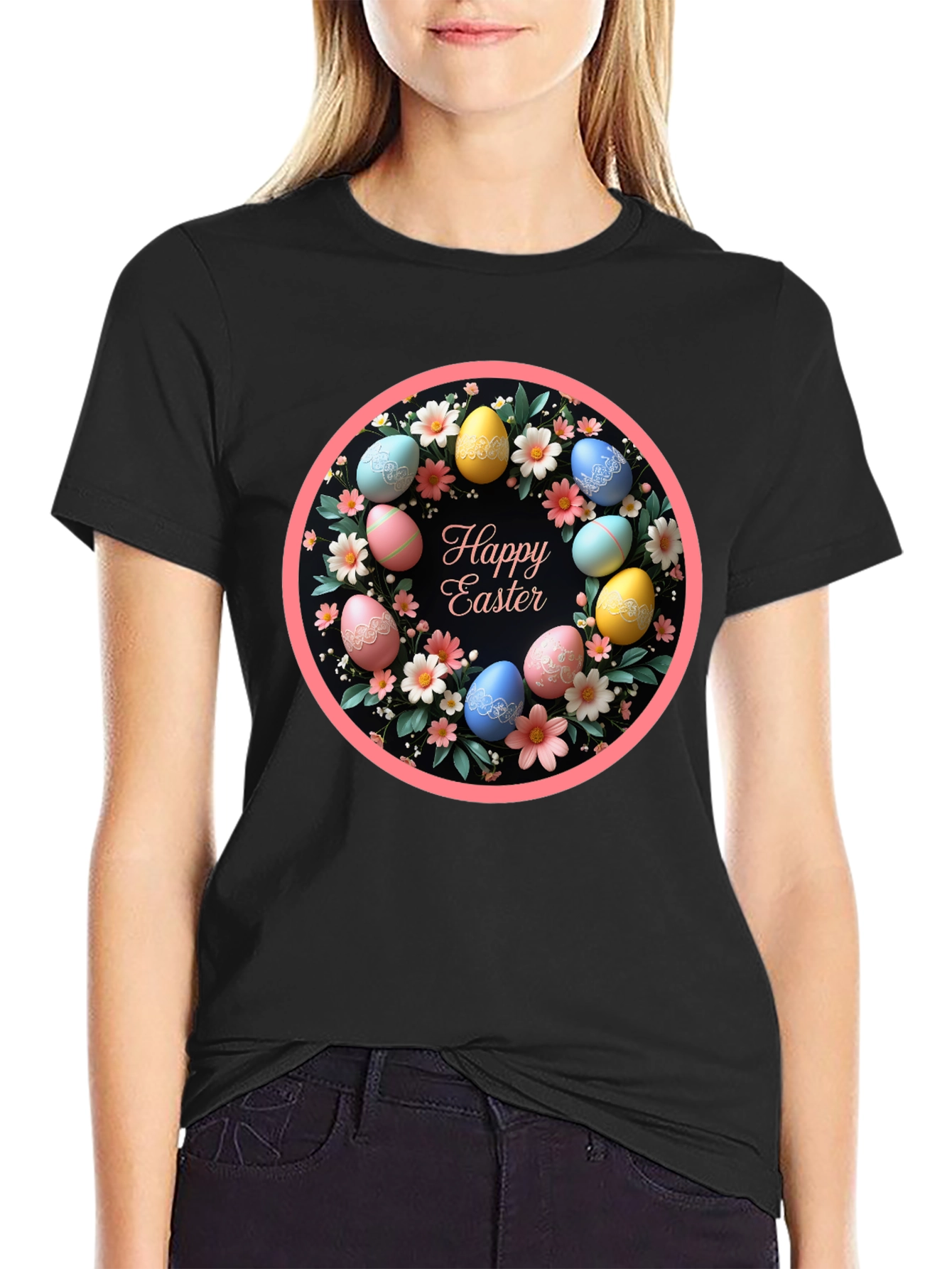 Happy Easter Egg Wreath T-Shirt