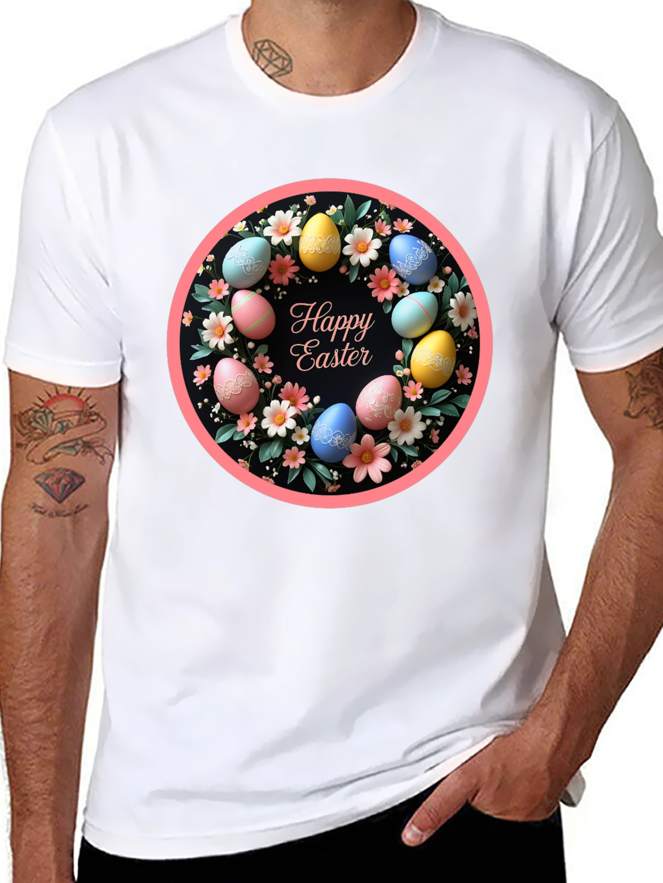 Happy Easter Egg Wreath T-Shirt