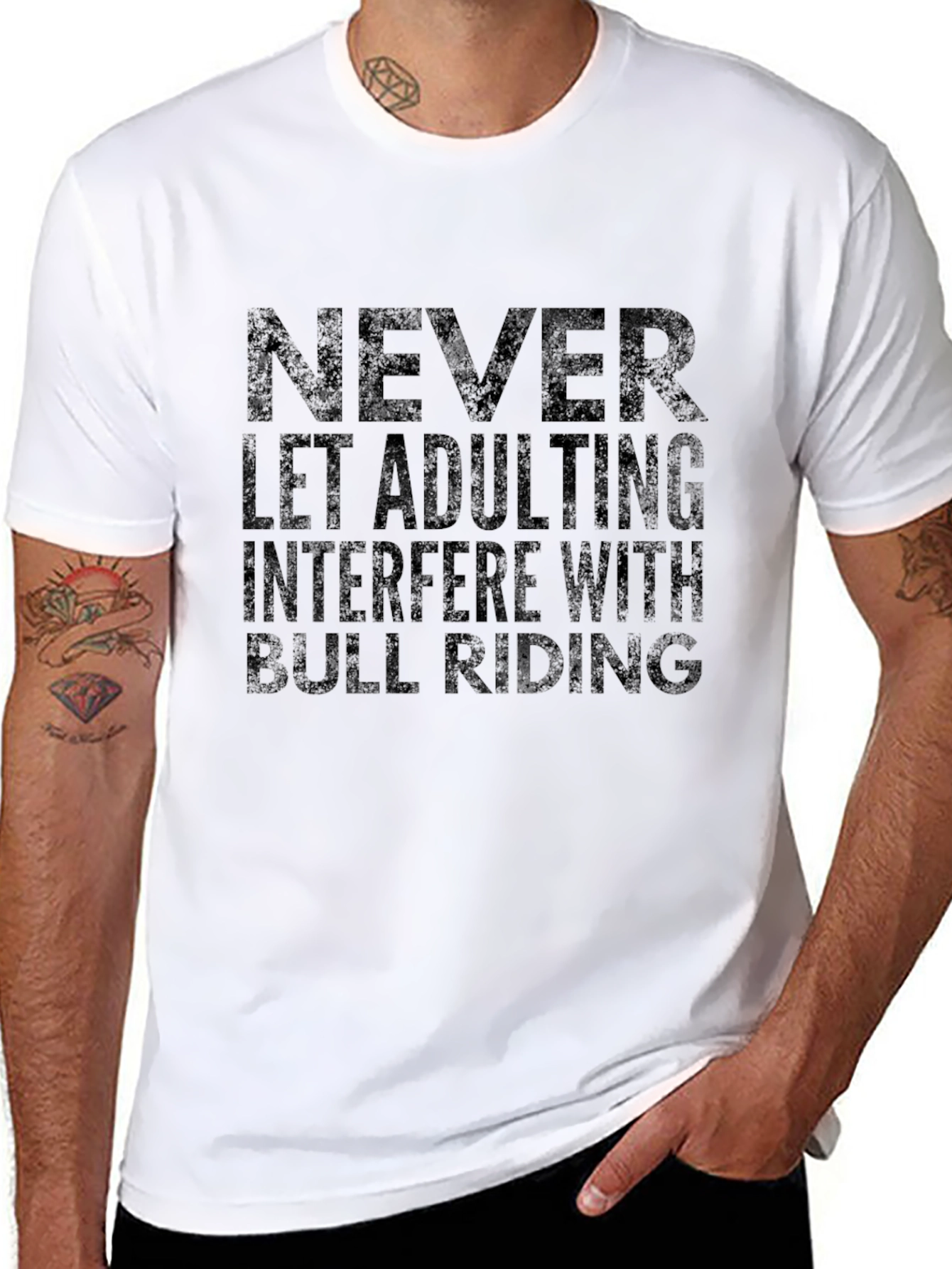 Never Let Adulting Interfere Bull Riding T-Shirt