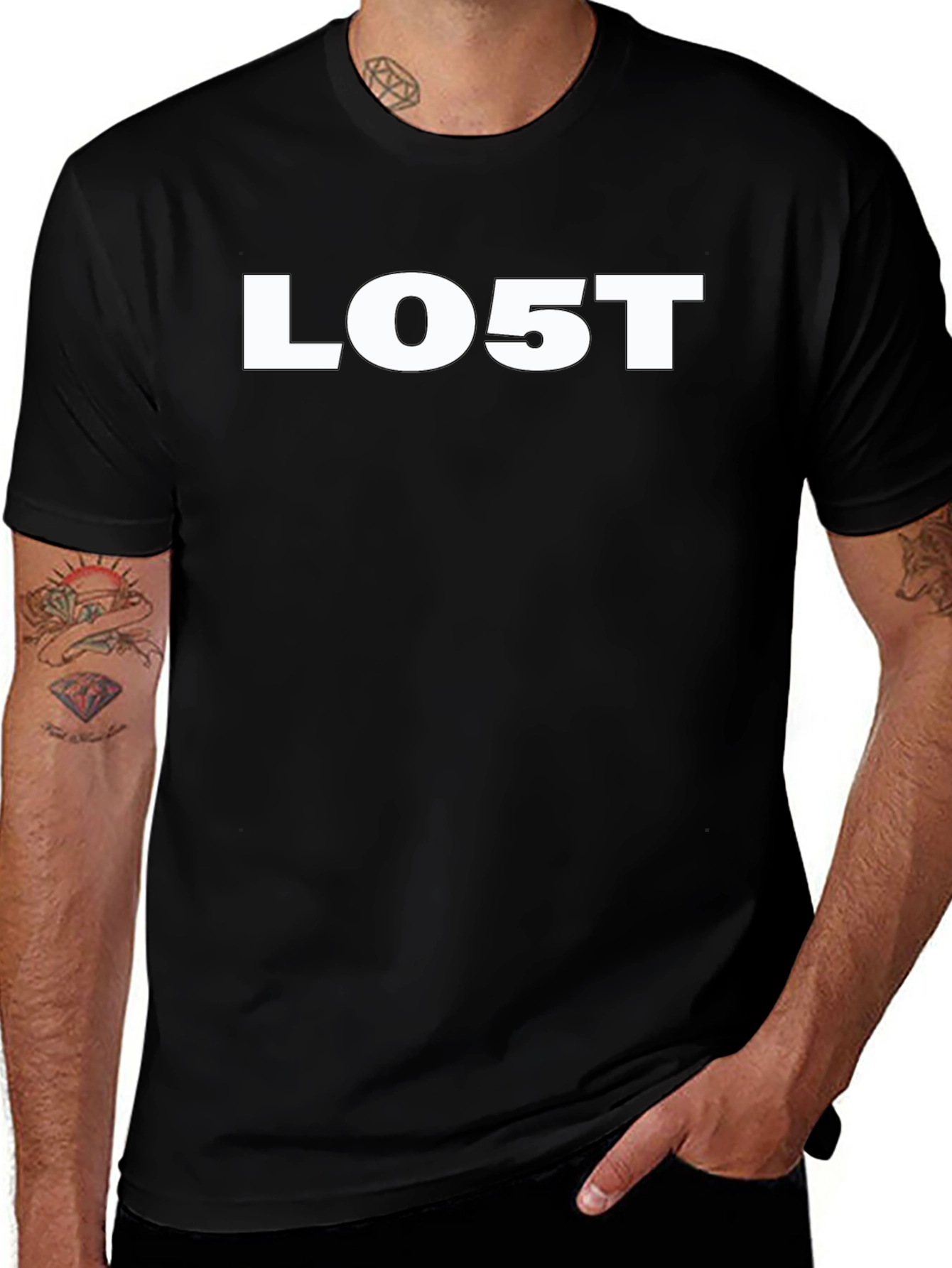 LO5T Graphic Tee - Classic Black Cotton T-Shirt