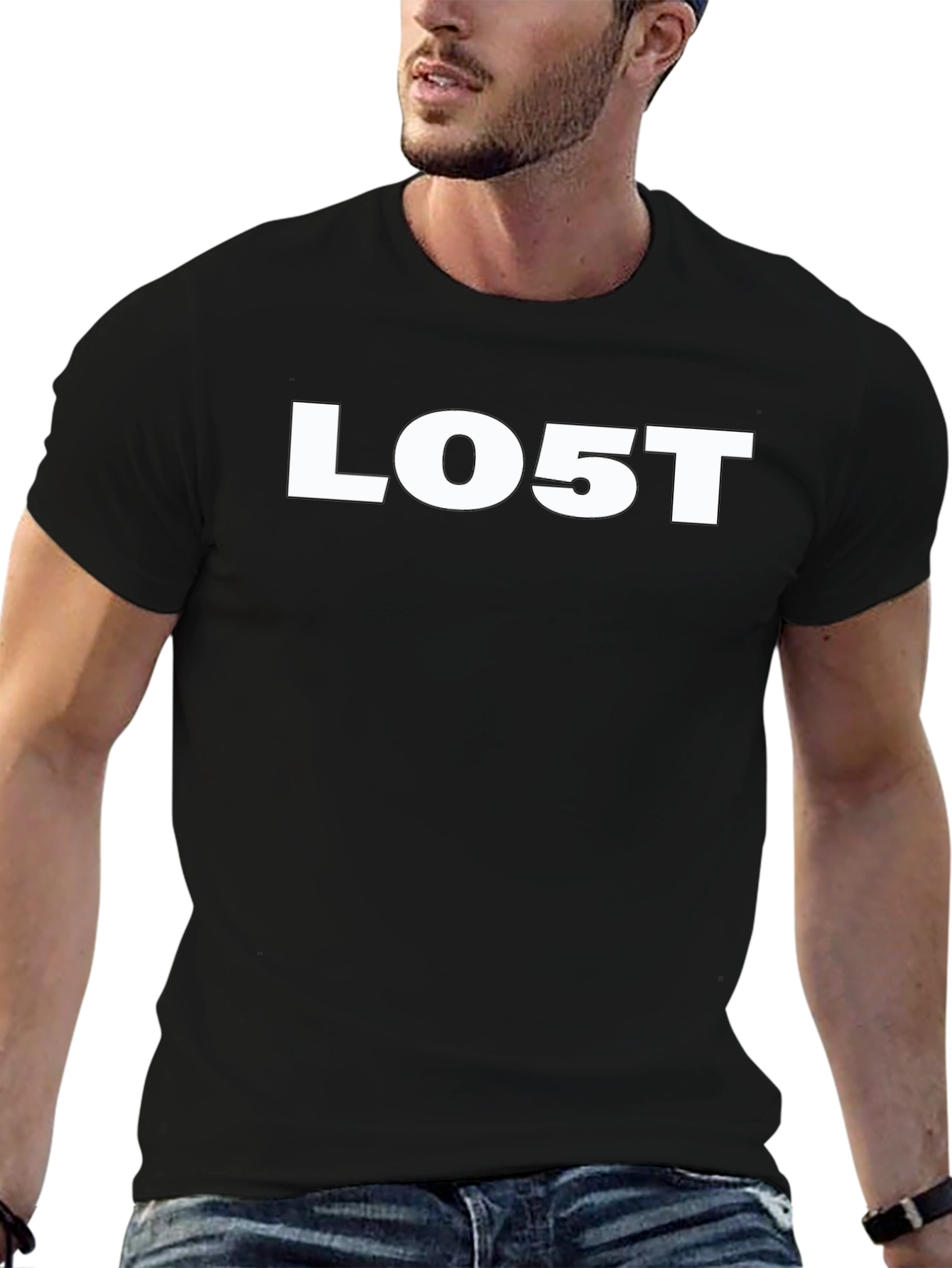 LO5T Graphic Tee - Classic Black Cotton T-Shirt