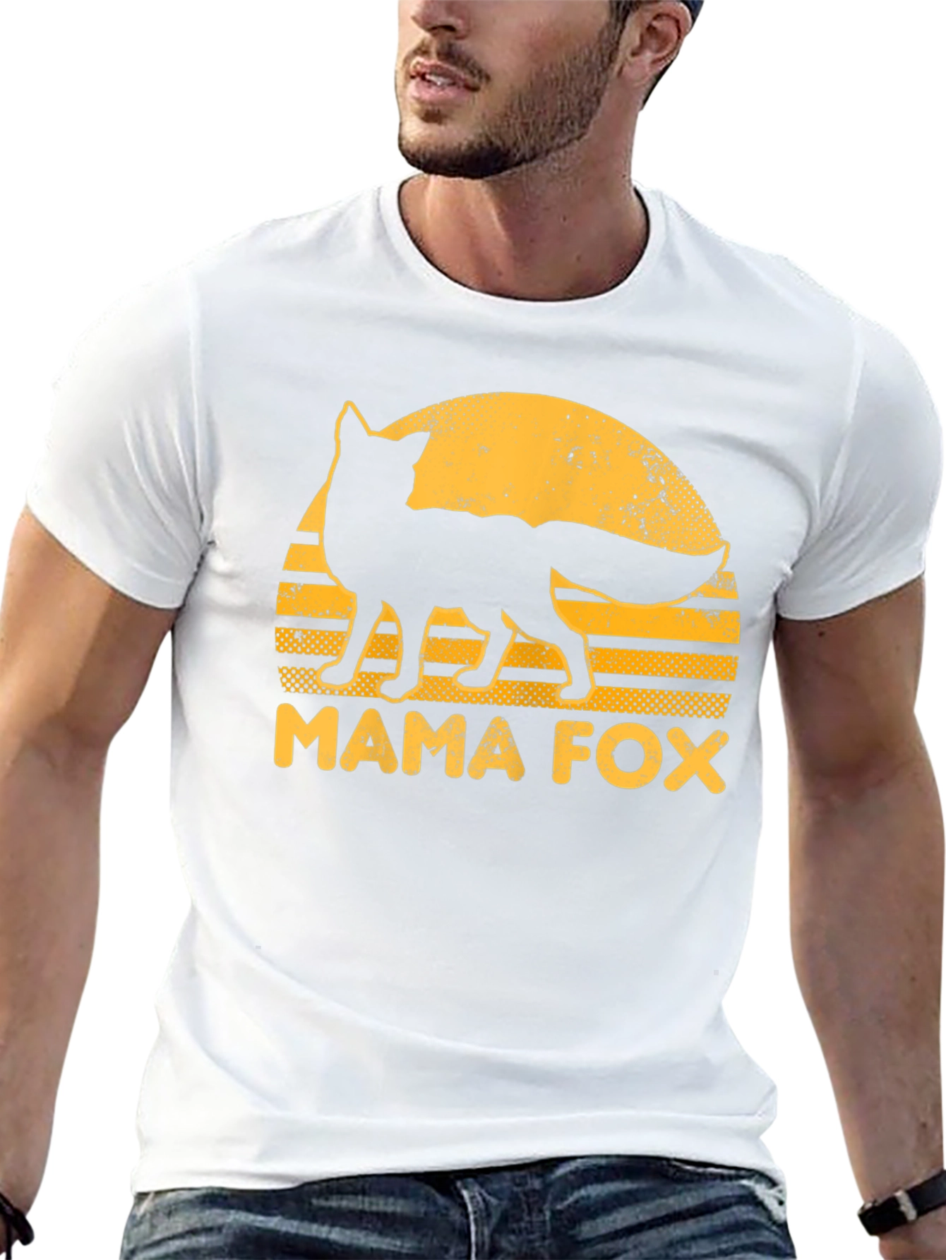 Mama Fox Graphic Tee - Retro Sunset Design