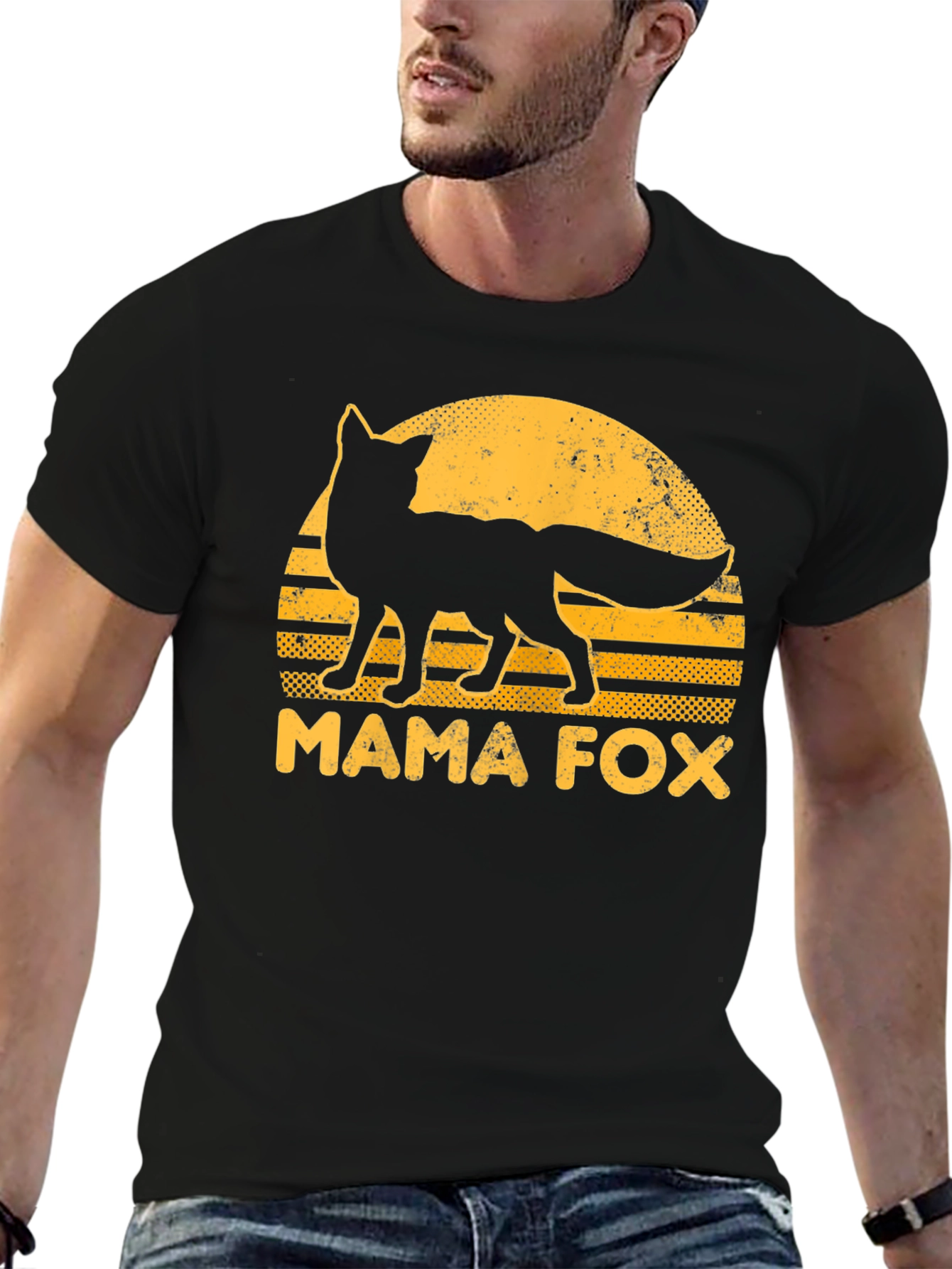 Mama Fox Graphic Tee - Retro Sunset Design