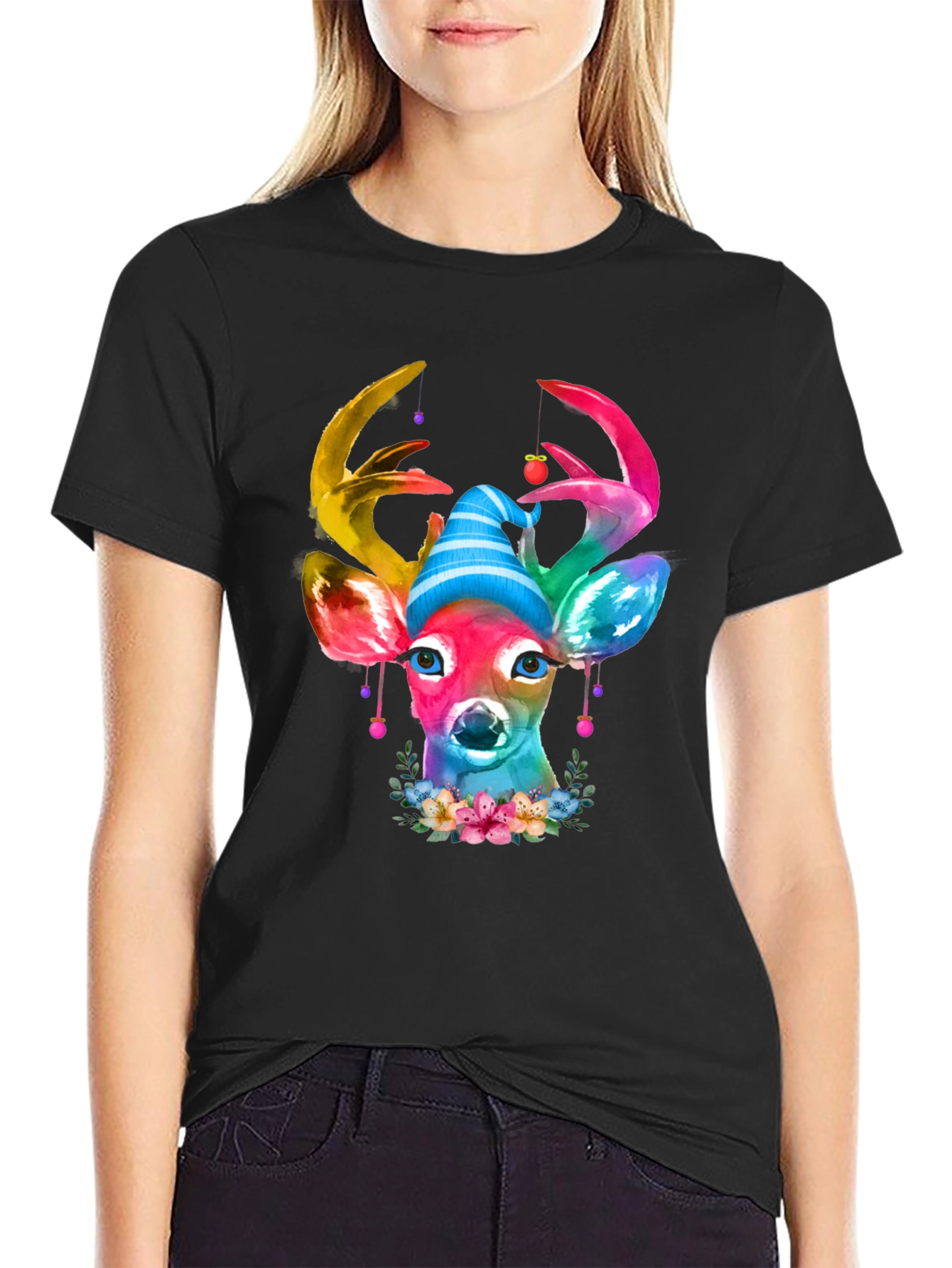 Watercolor Deer Christmas T-Shirt