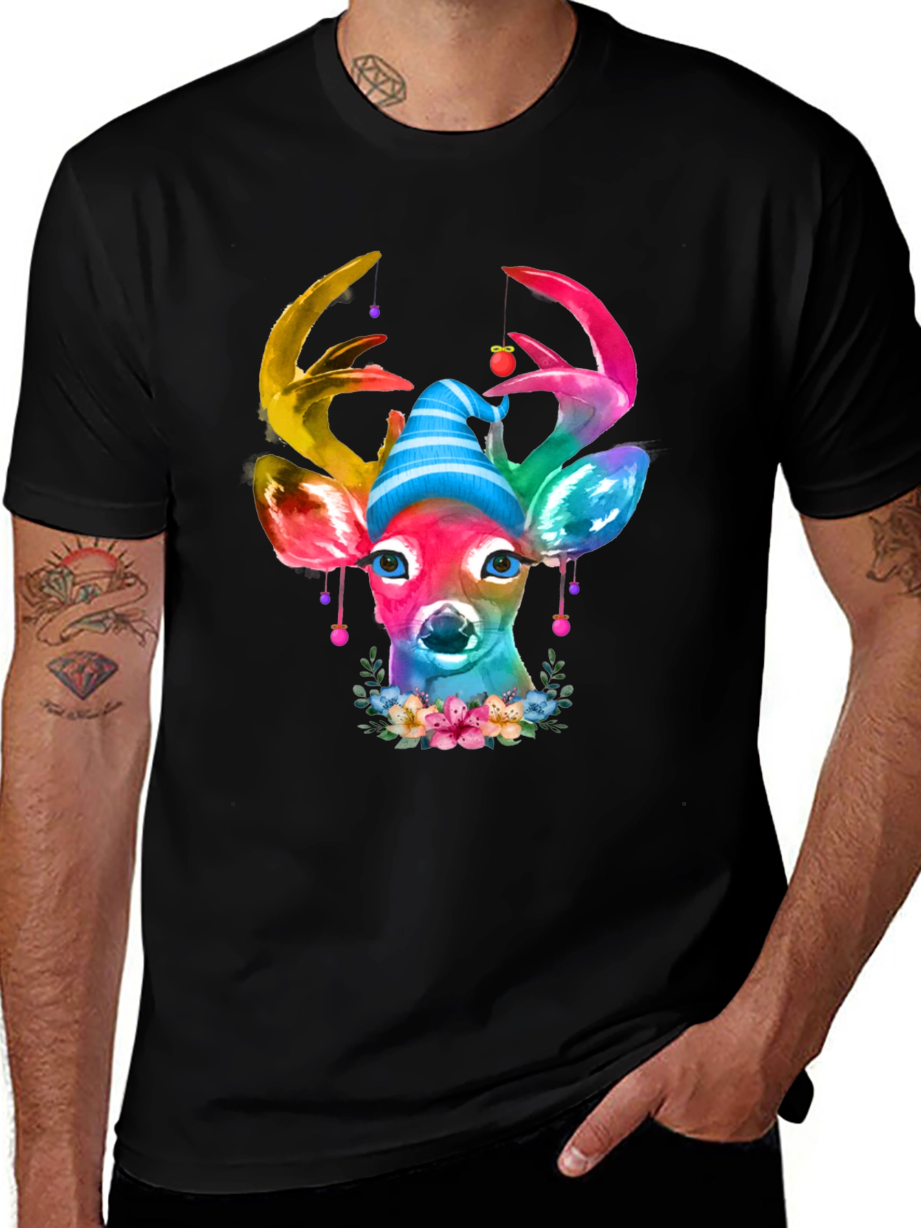 Watercolor Deer Christmas T-Shirt