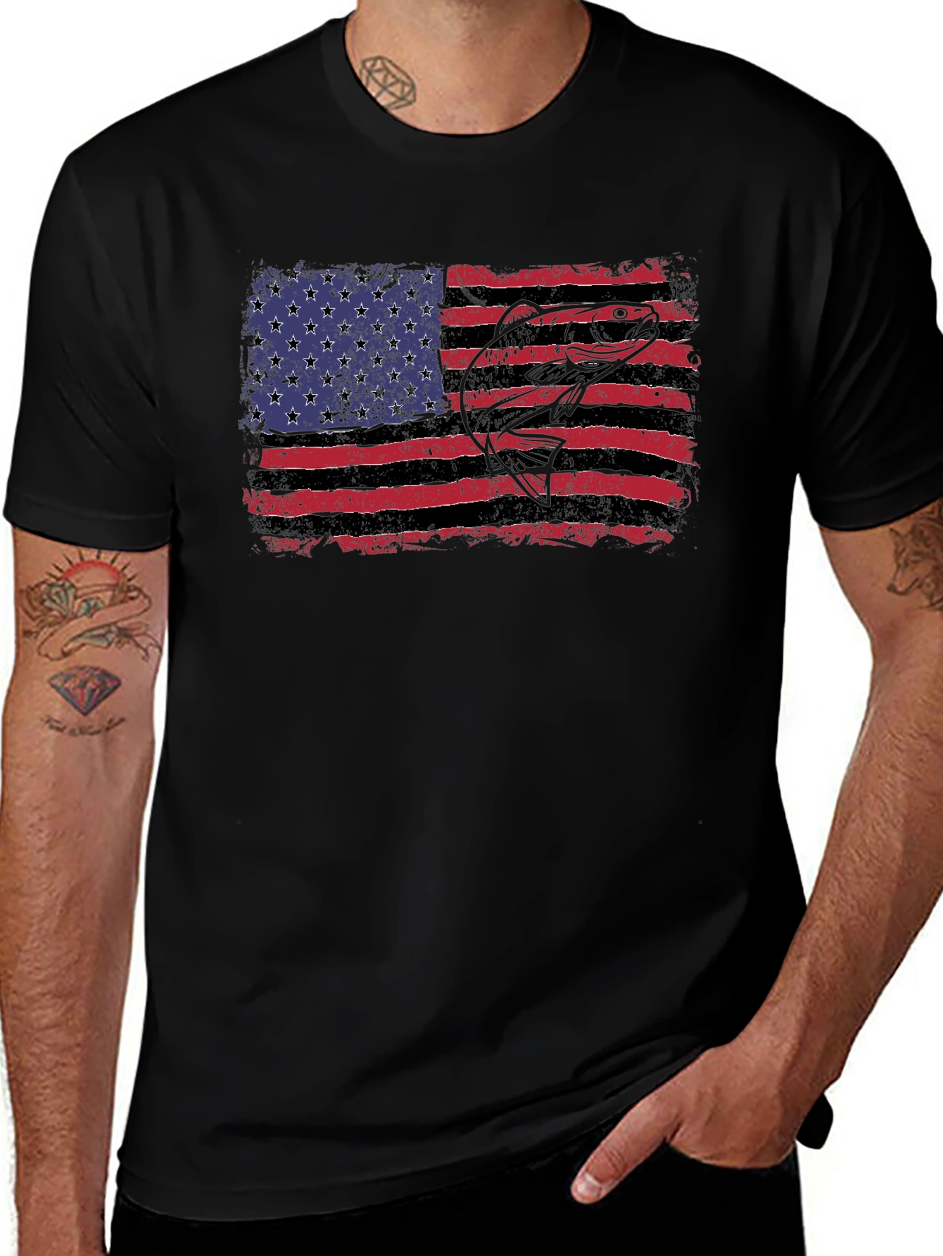 American Flag Bass Graphic Tee