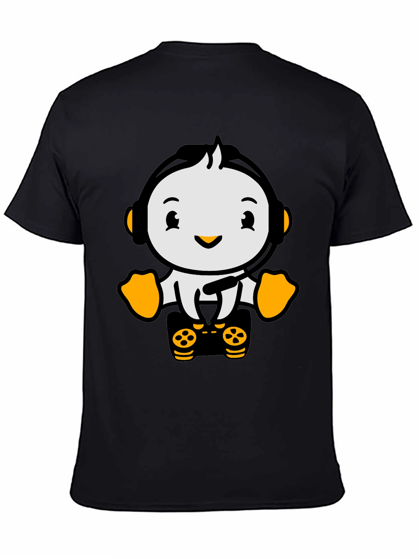 Gamer Penguin T-Shirt - Black Cotton Tee