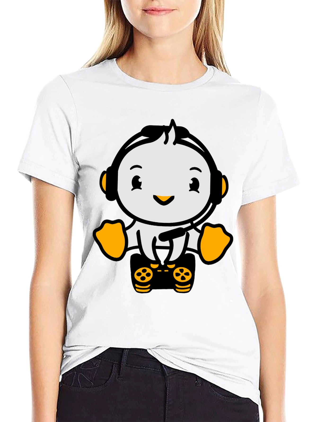 Gamer Penguin T-Shirt - Black Cotton Tee