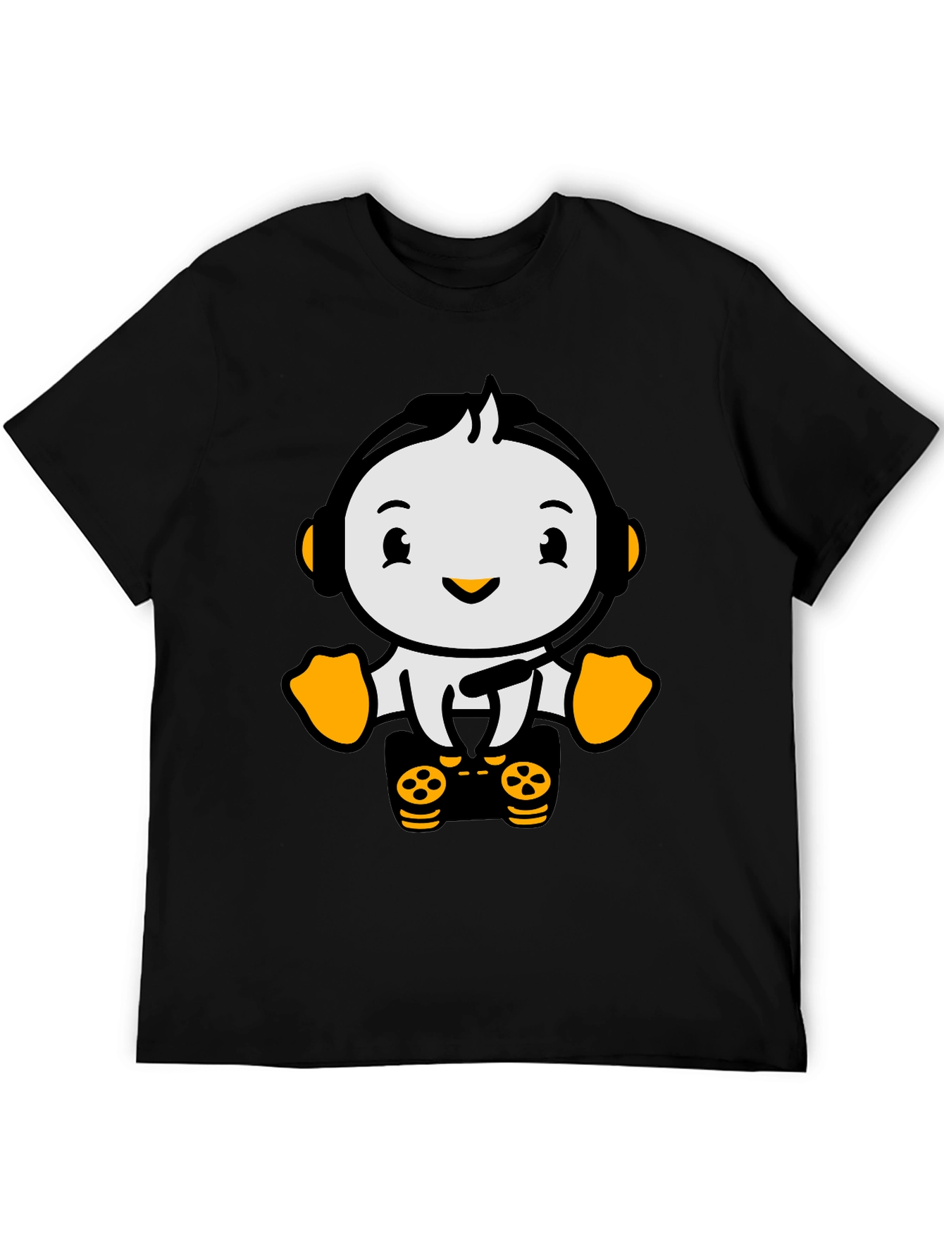 Gamer Penguin T-Shirt - Black Cotton Tee