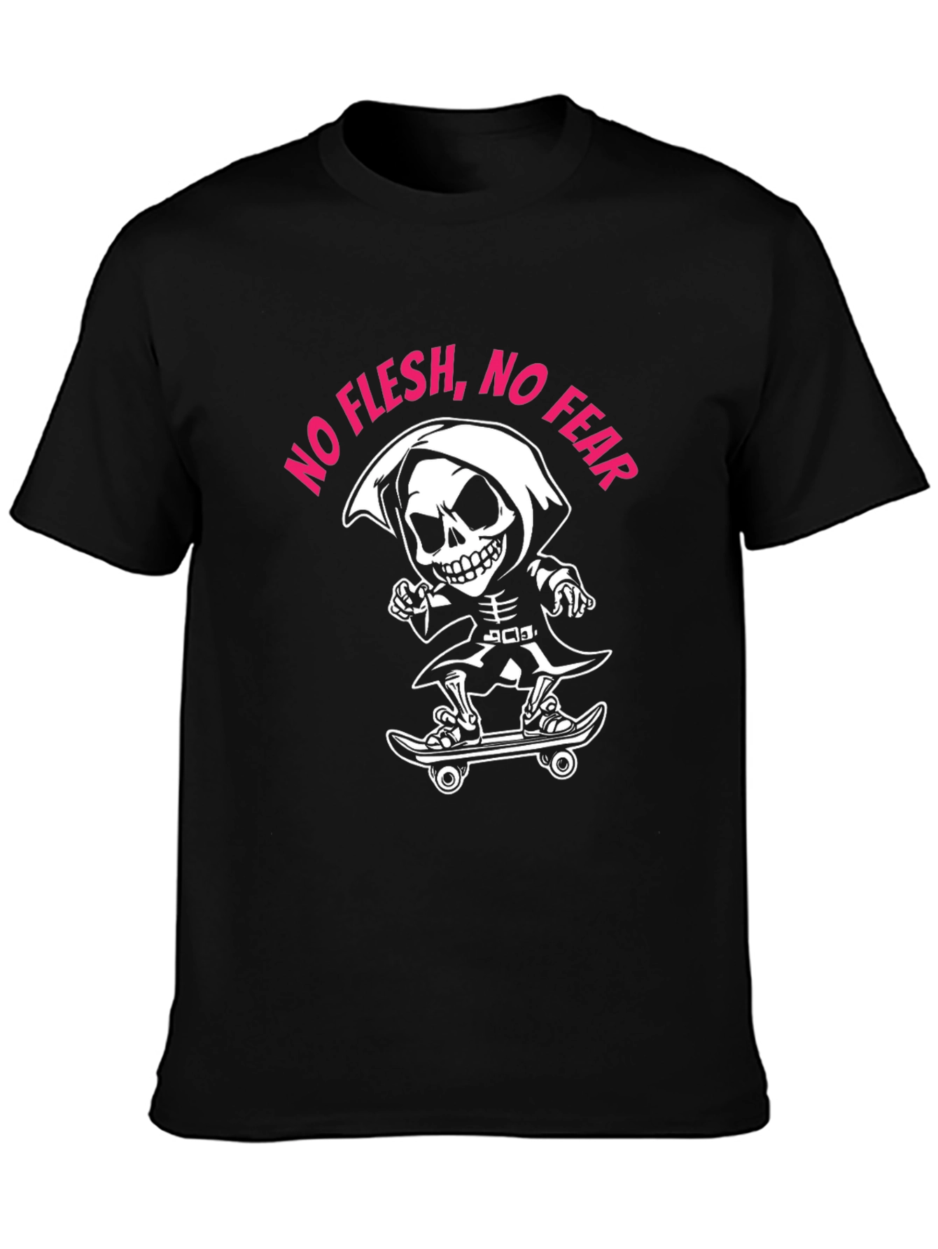 Grim Reaper Skateboarder Black T-Shirt