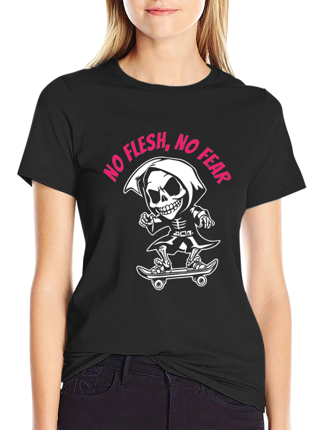 Grim Reaper Skateboarder Black T-Shirt