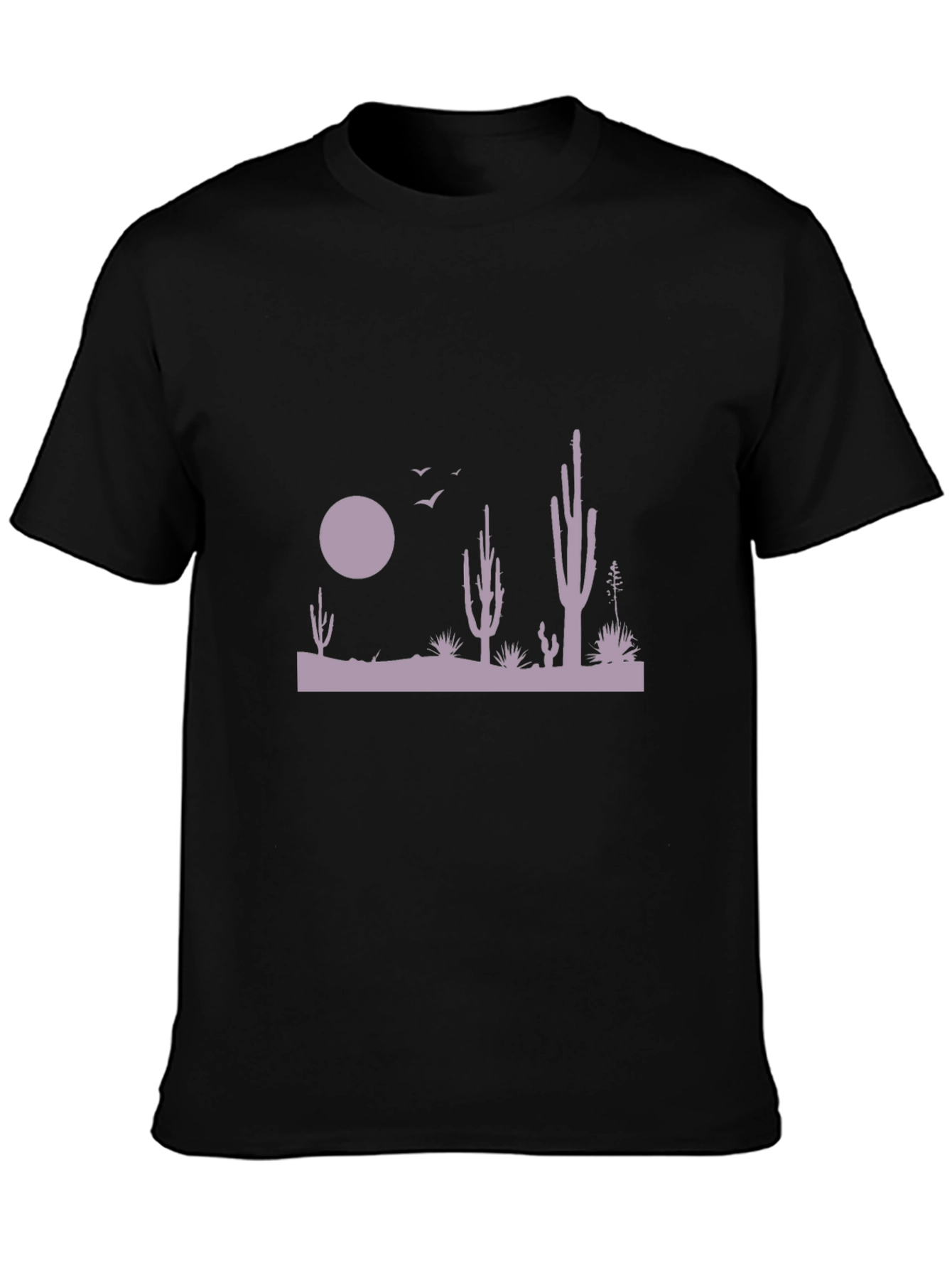 Desert Cactus Silhouette Graphic Tee - Black