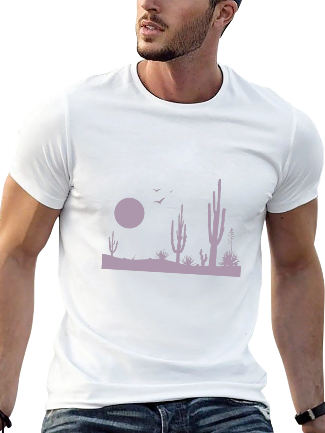 Desert Cactus Silhouette Graphic Tee - Black