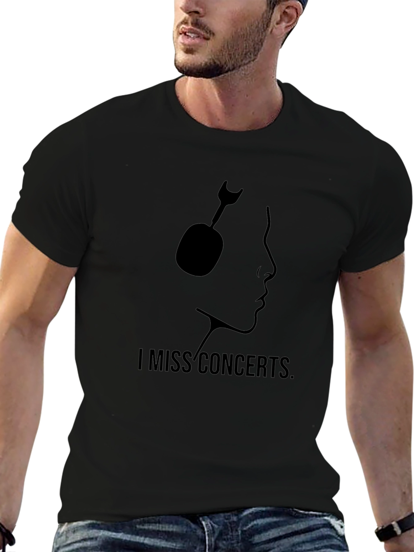 I Miss Concerts Black Graphic Tee
