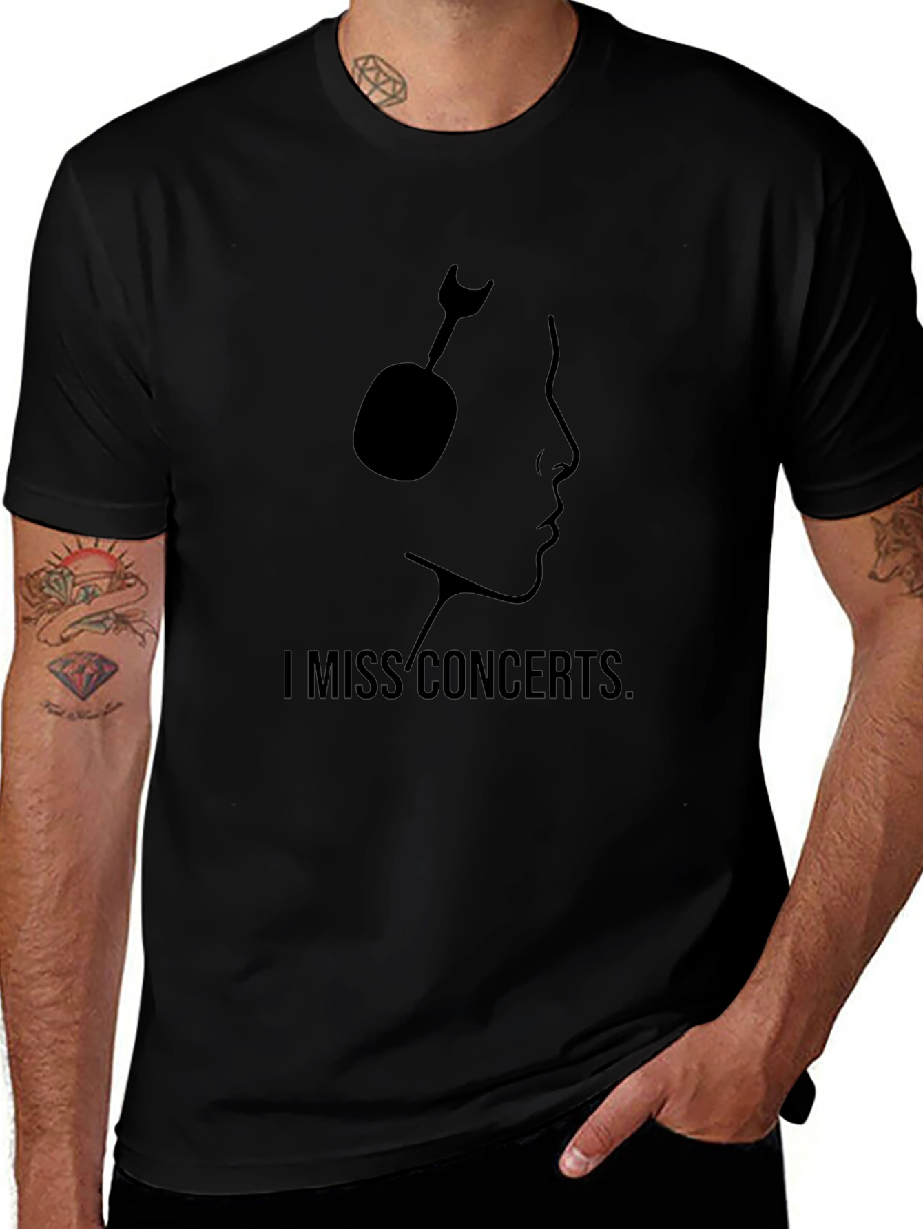 I Miss Concerts Black Graphic Tee