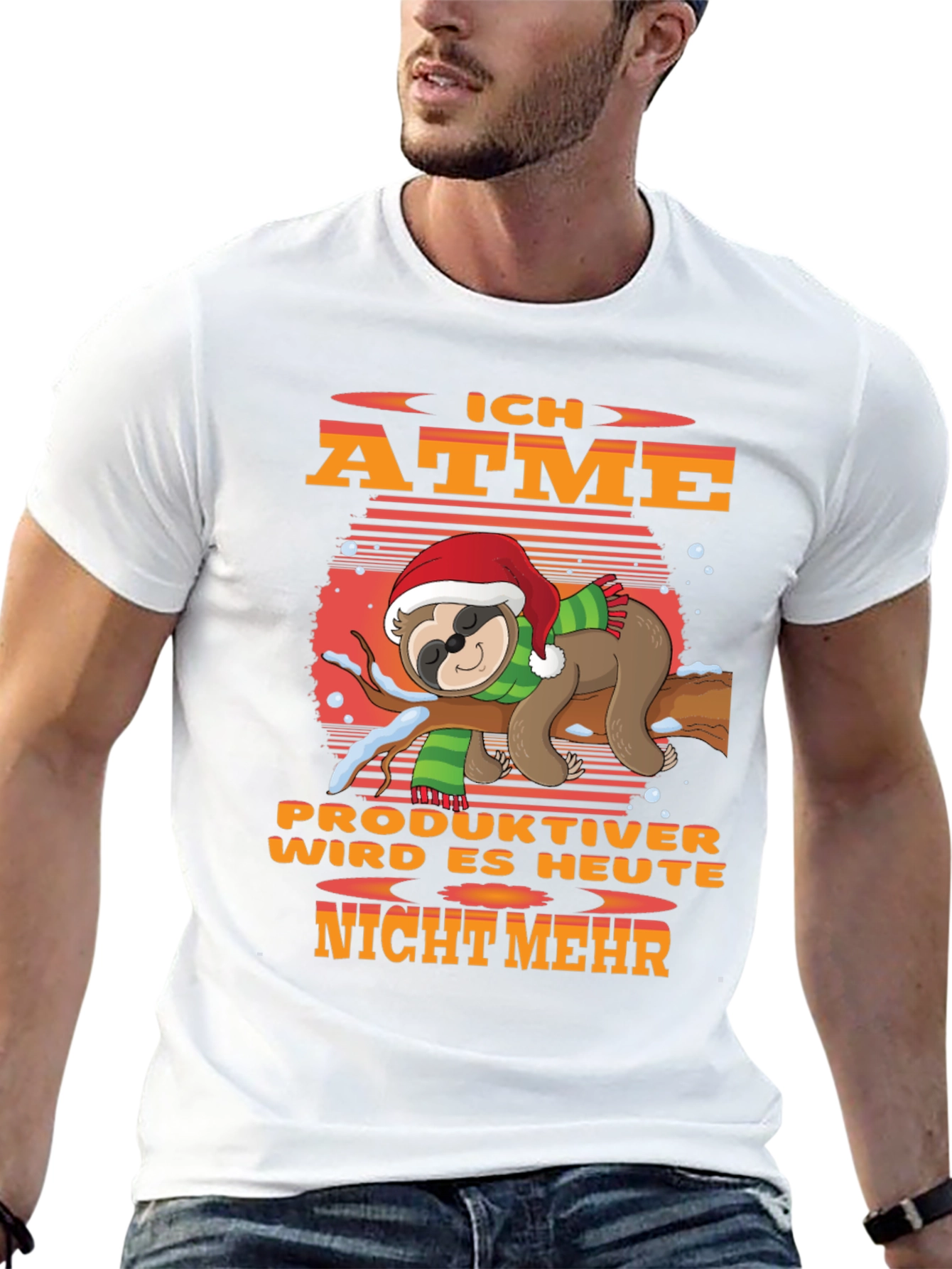 Funny Sloth Christmas T-Shirt - Ich Atme Productiver
