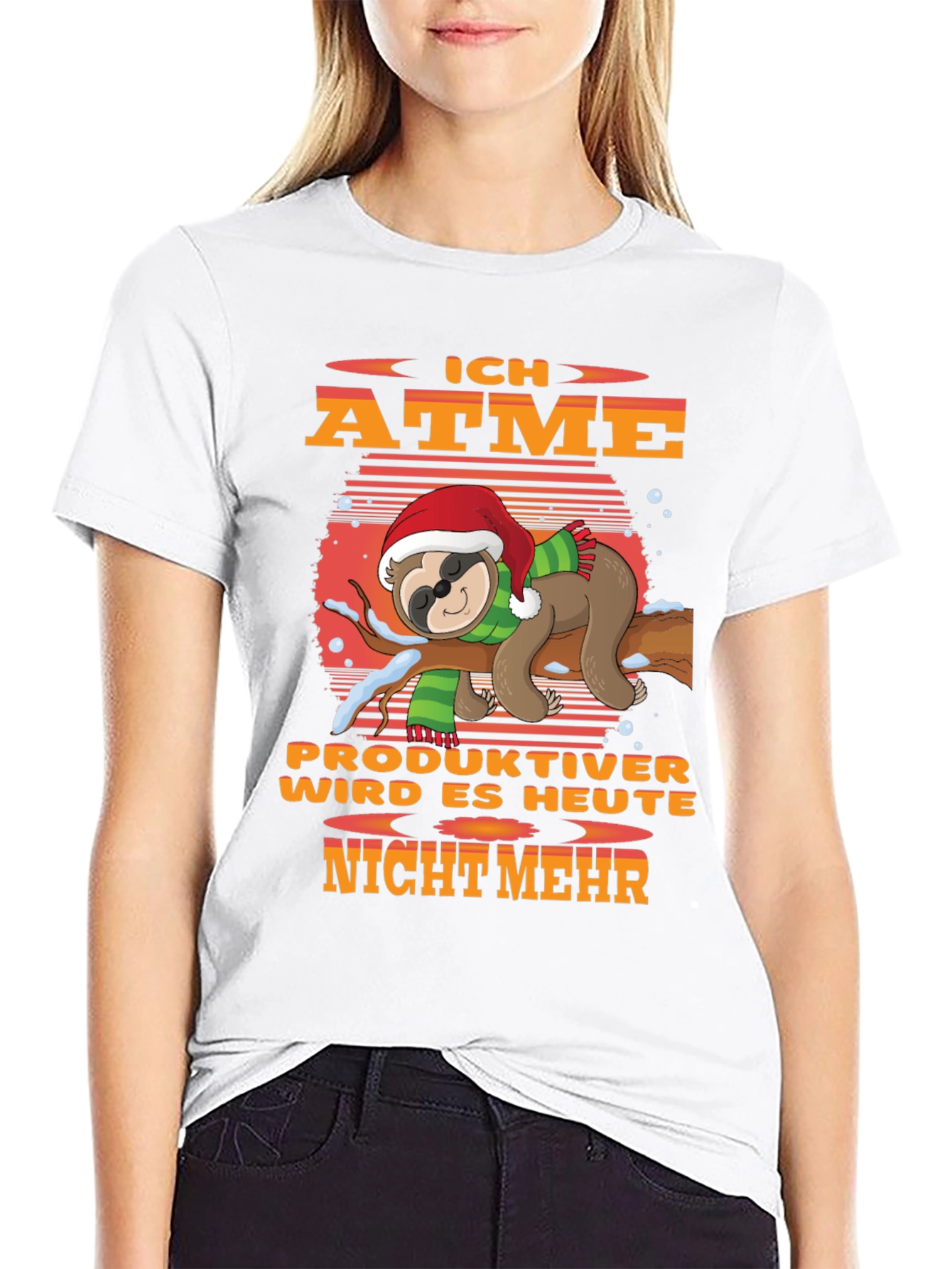 Funny Sloth Christmas T-Shirt - Ich Atme Productiver