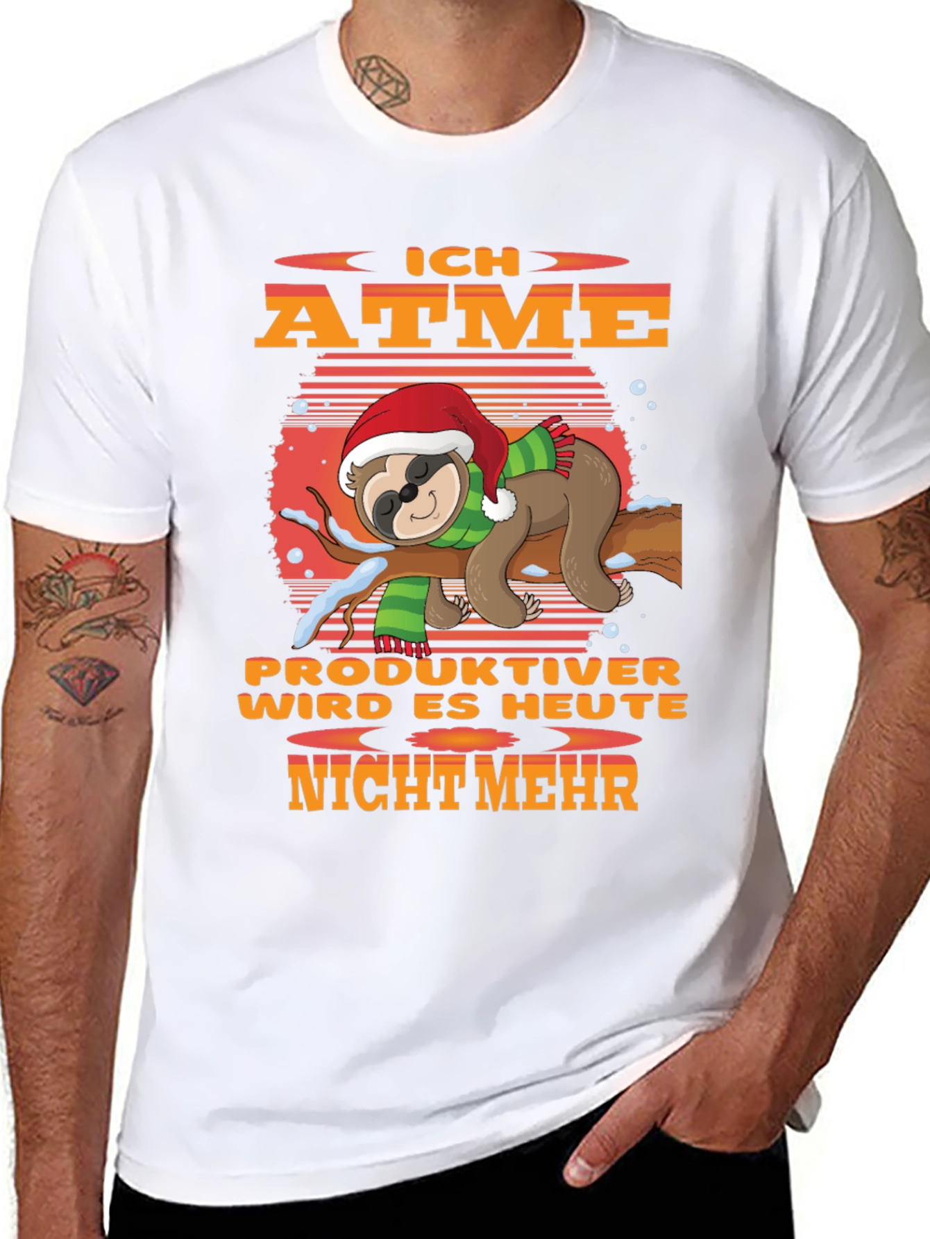 Funny Sloth Christmas T-Shirt - Ich Atme Productiver