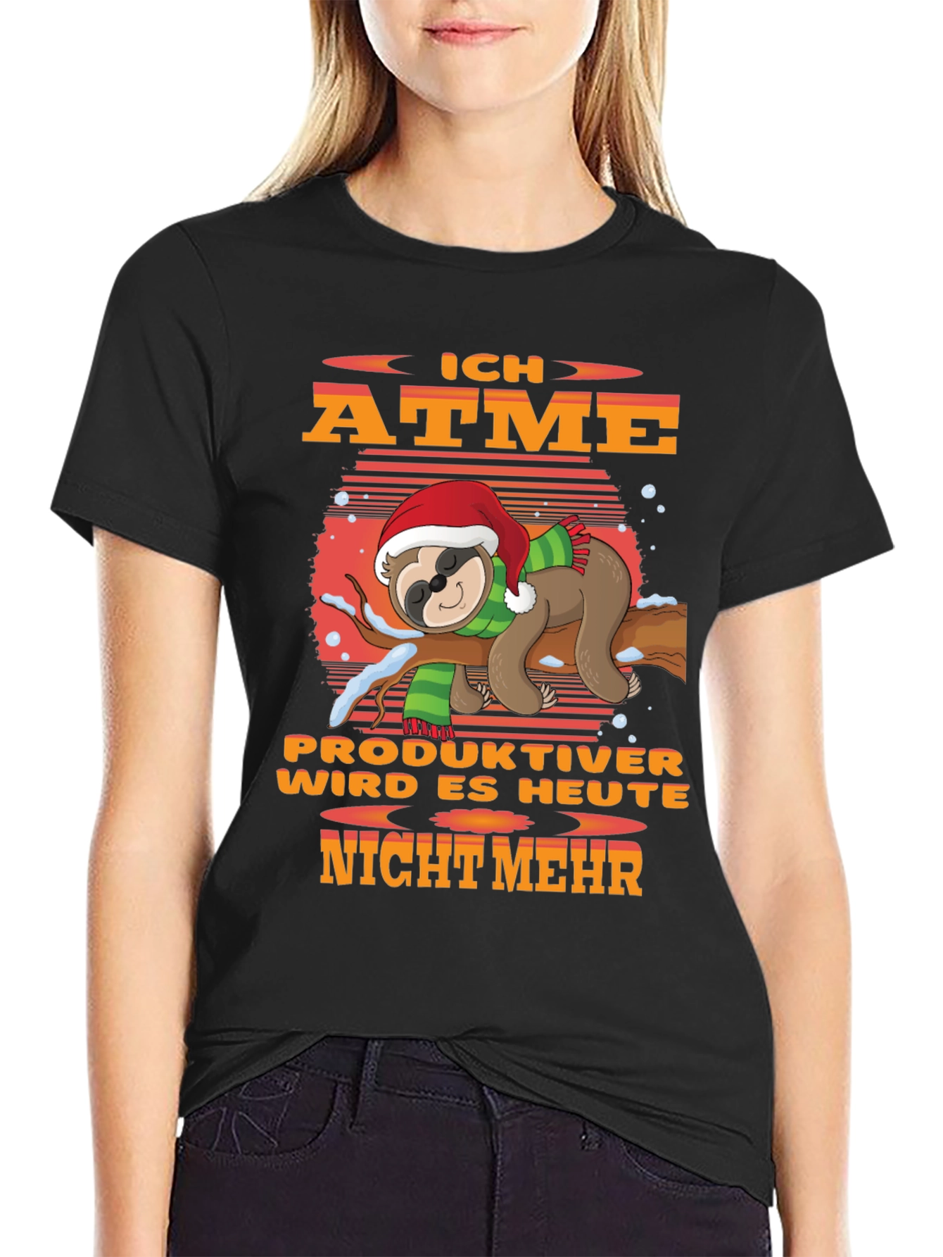 Funny Sloth Christmas T-Shirt - Ich Atme Productiver