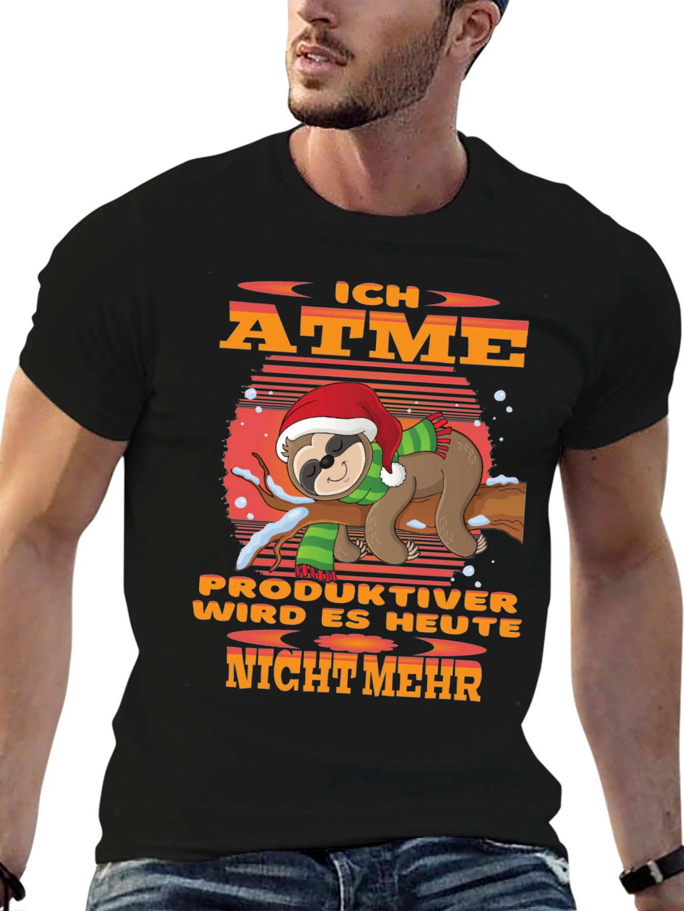 Funny Sloth Christmas T-Shirt - Ich Atme Productiver