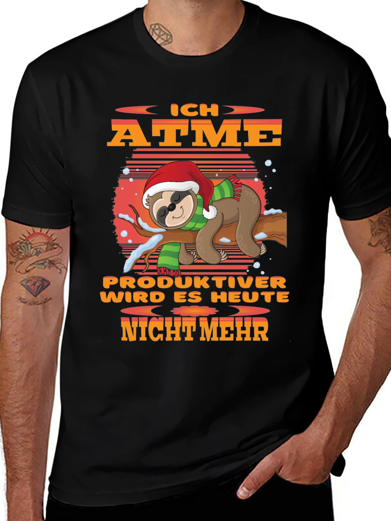 Funny Sloth Christmas T-Shirt - Ich Atme Productiver