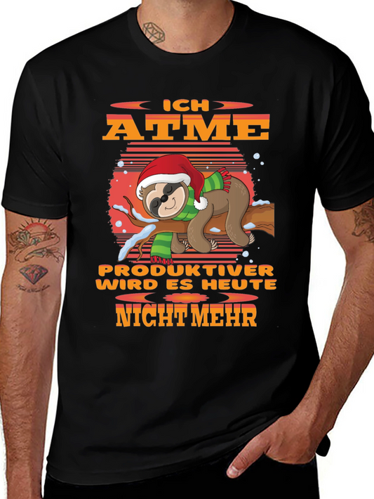 Funny Sloth Christmas T-Shirt - Ich Atme Productiver