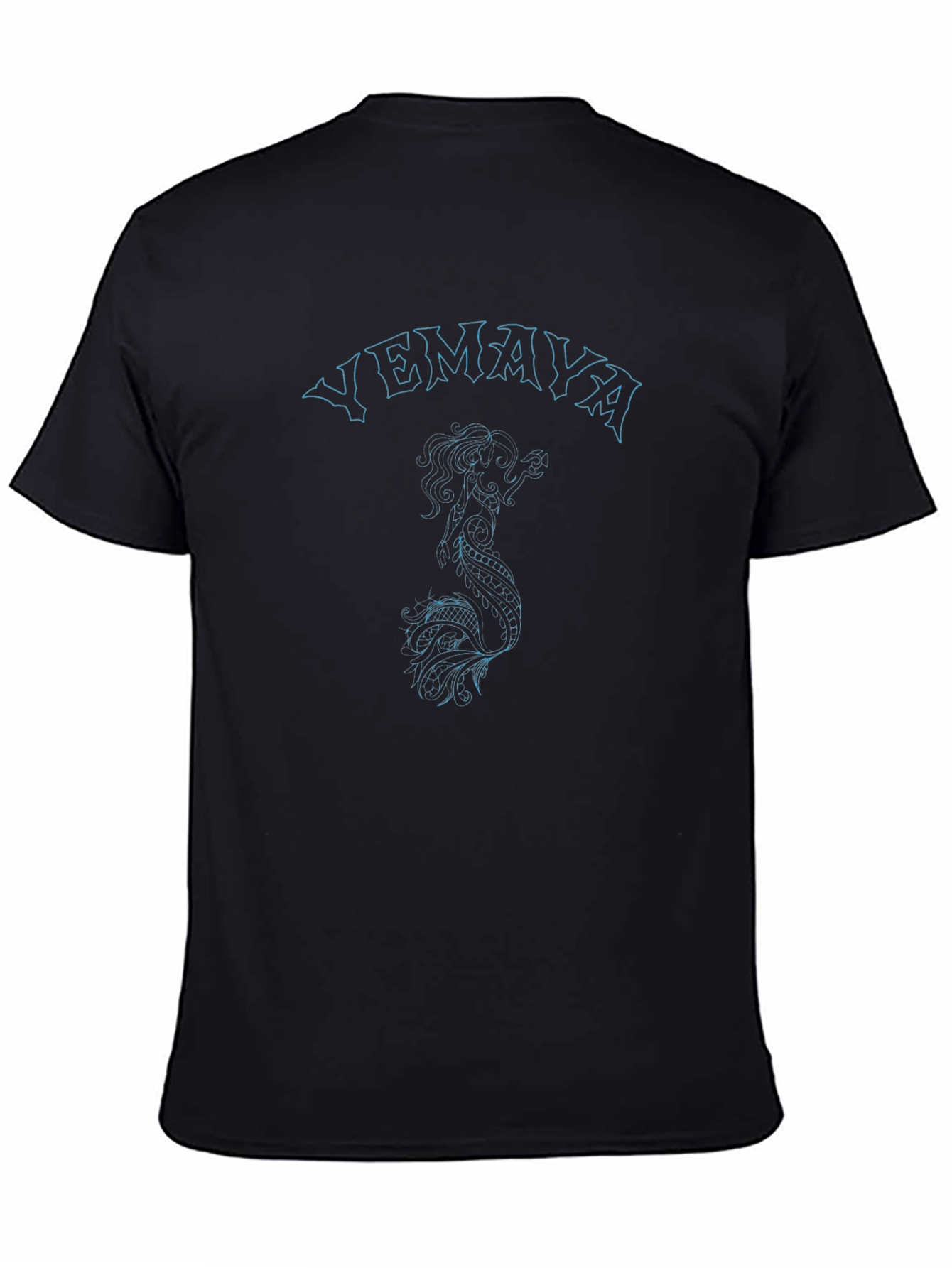 Yemaya Mermaid Graphic Tee - Black Cotton T-Shirt