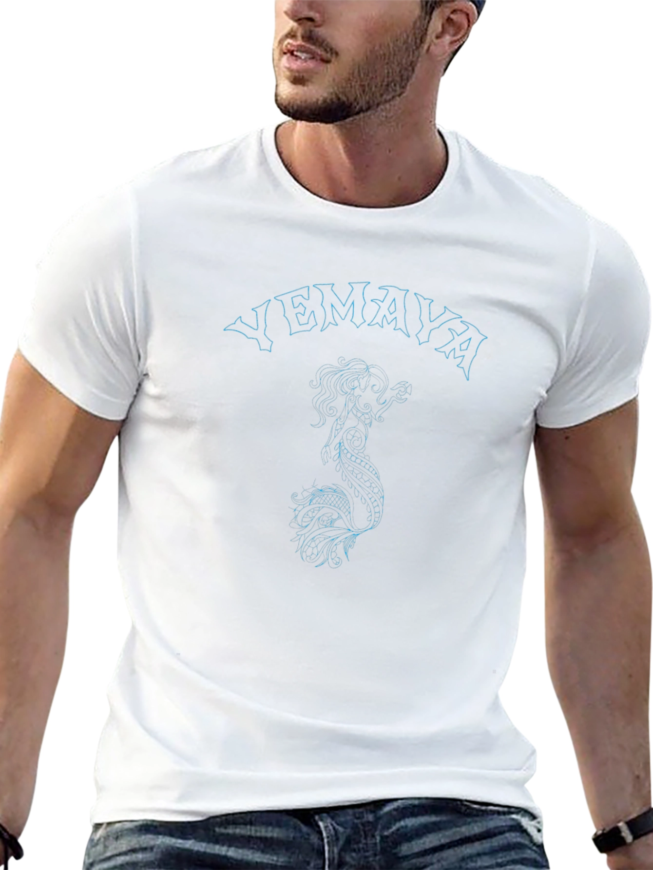 Yemaya Mermaid Graphic Tee - Black Cotton T-Shirt