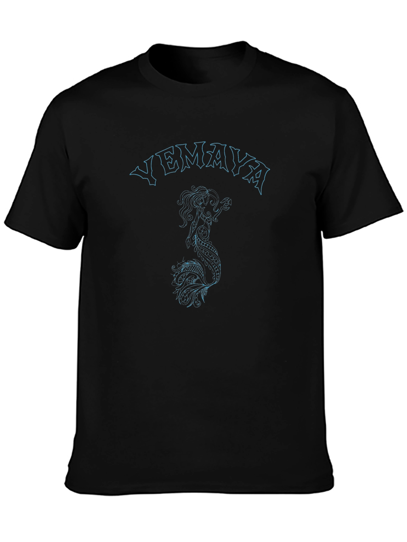 Yemaya Mermaid Graphic Tee - Black Cotton T-Shirt