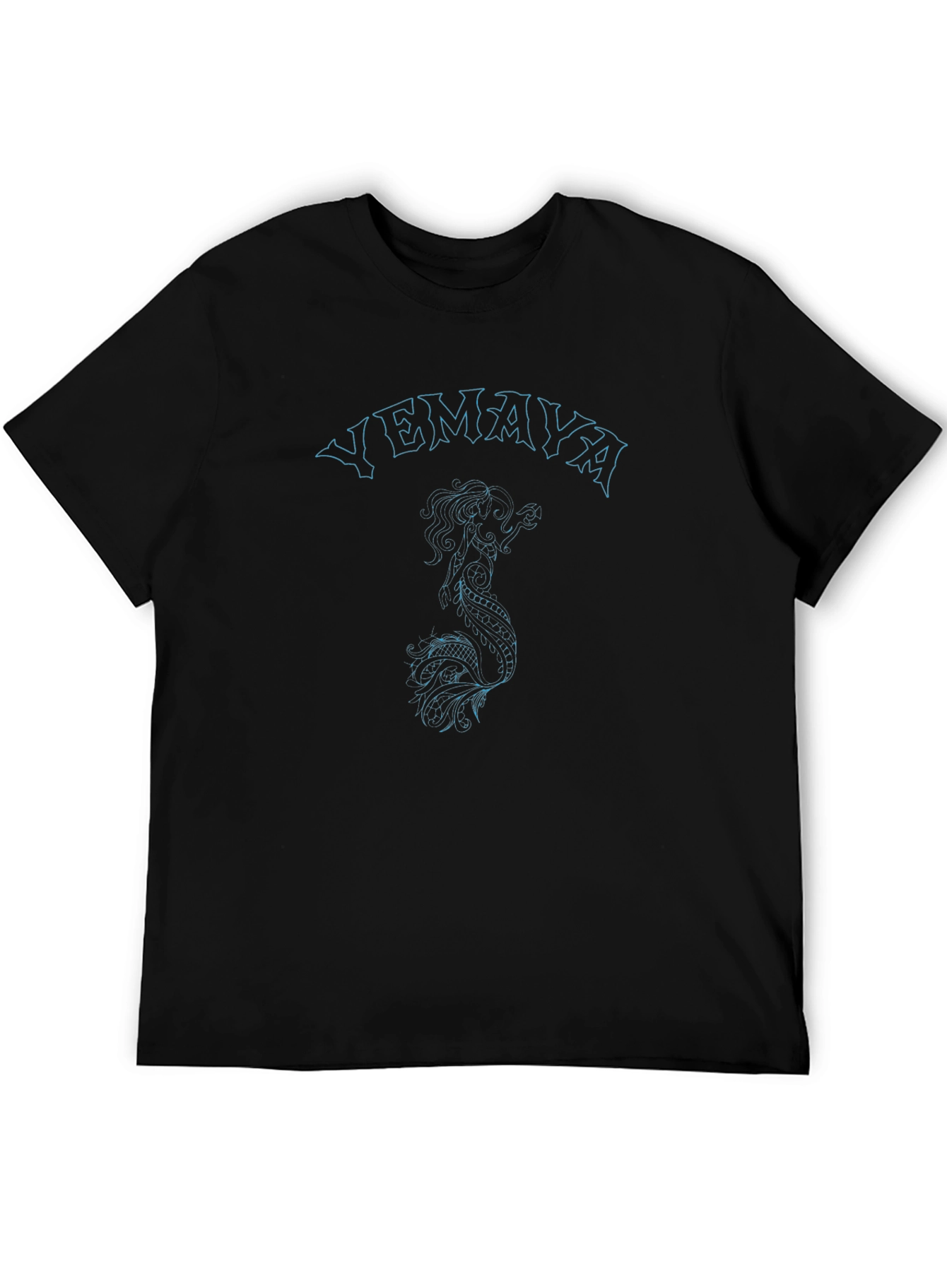 Yemaya Mermaid Graphic Tee - Black Cotton T-Shirt