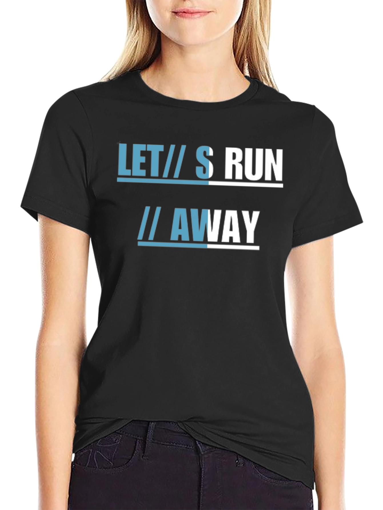 Lets Run Away Graphic Tee - Black Cotton T-Shirt