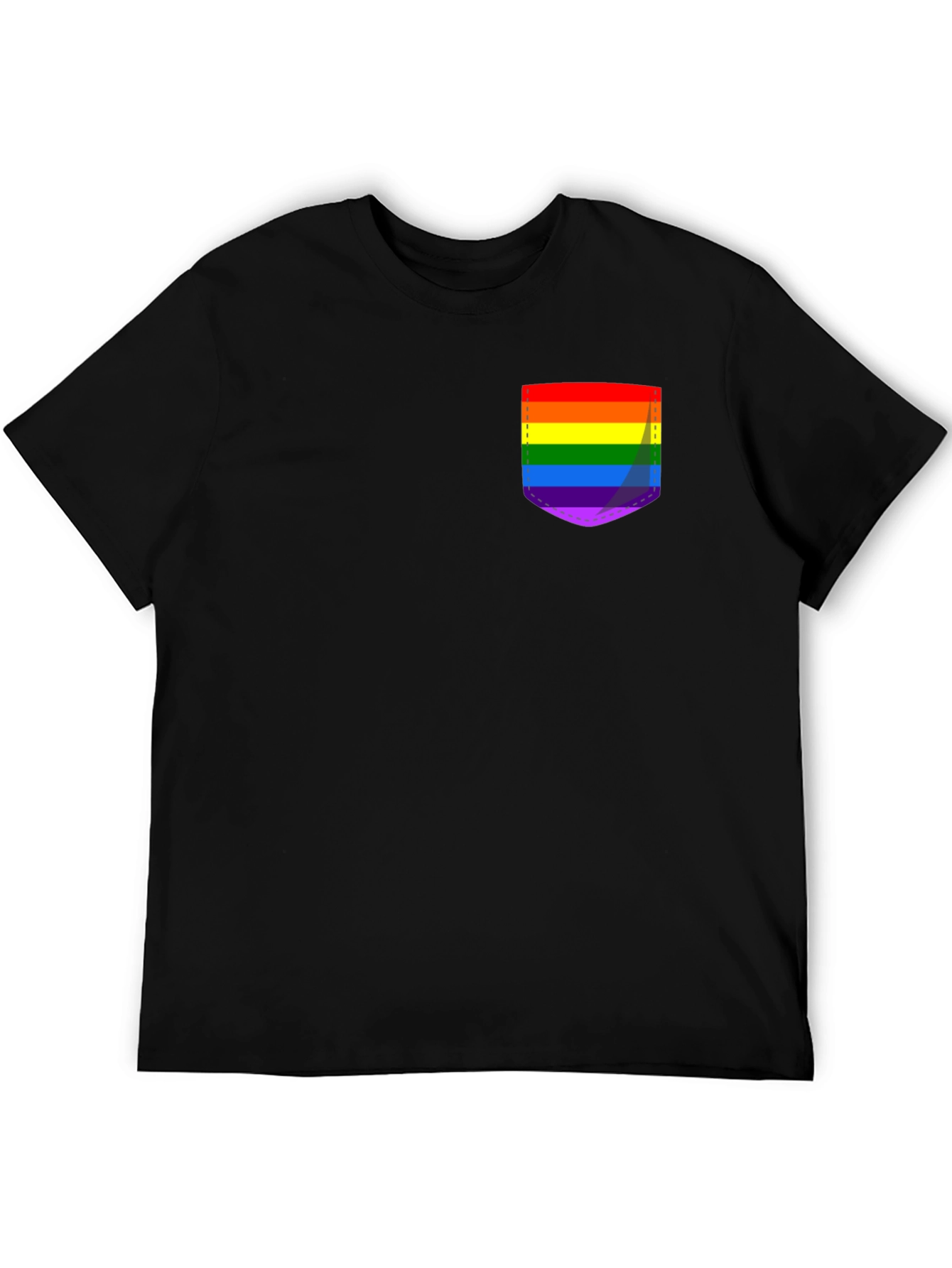 Pride Pocket Tee - Black Crew Neck Casual T-Shirt