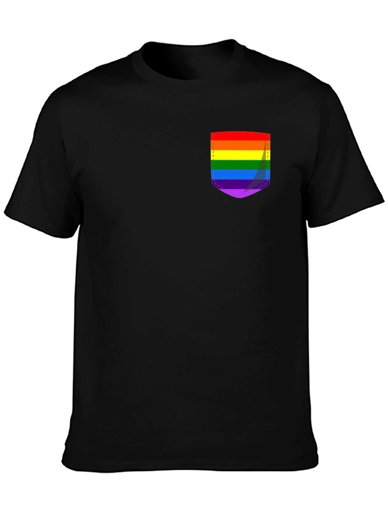 Pride Pocket Tee - Black Crew Neck Casual T-Shirt