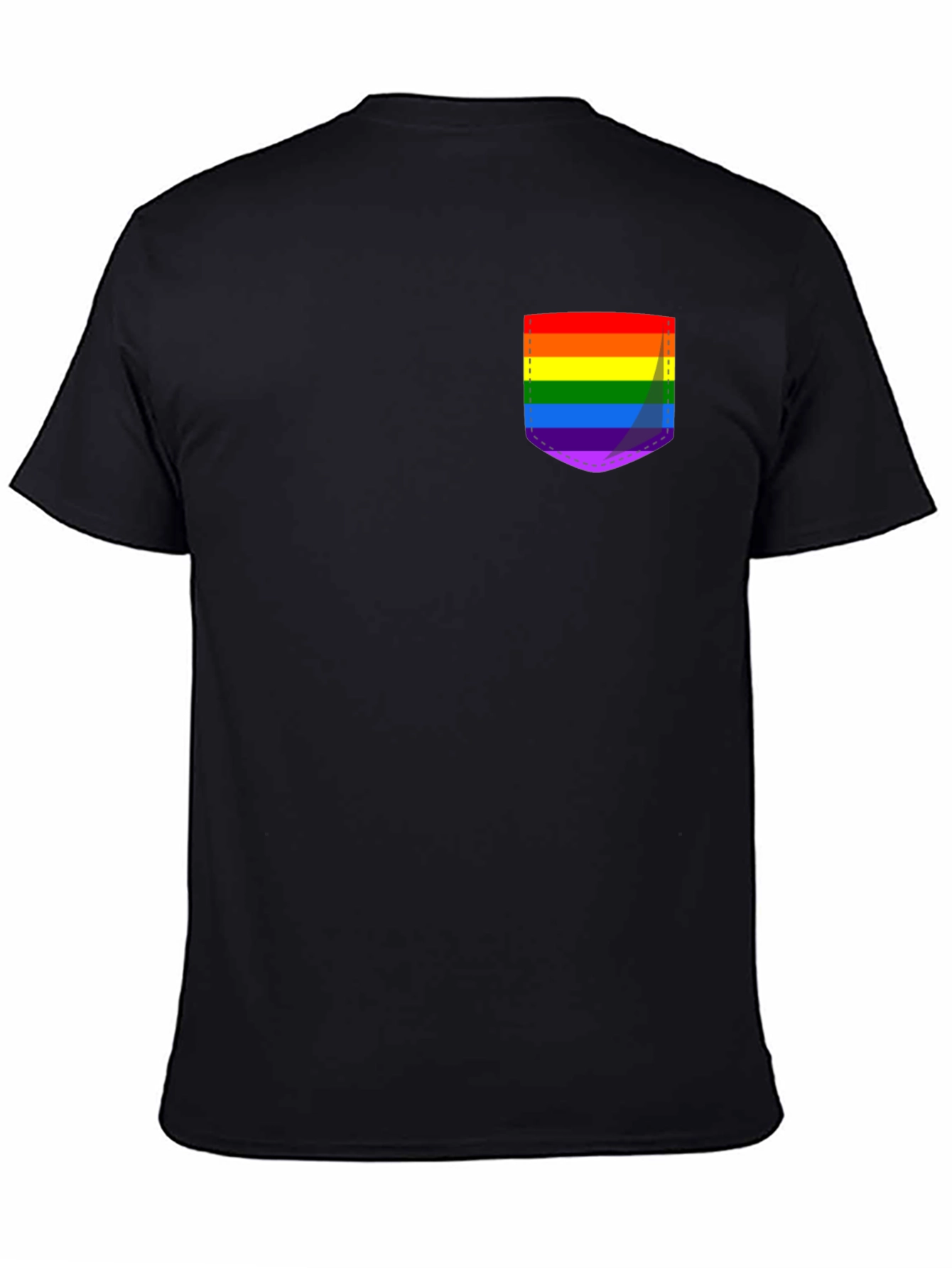 Pride Pocket Tee - Black Crew Neck Casual T-Shirt