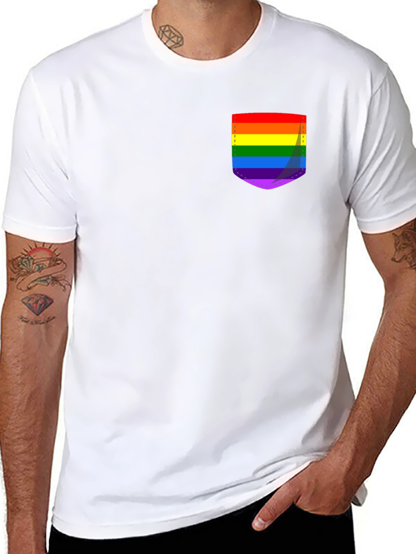 Pride Pocket Tee - Black Crew Neck Casual T-Shirt