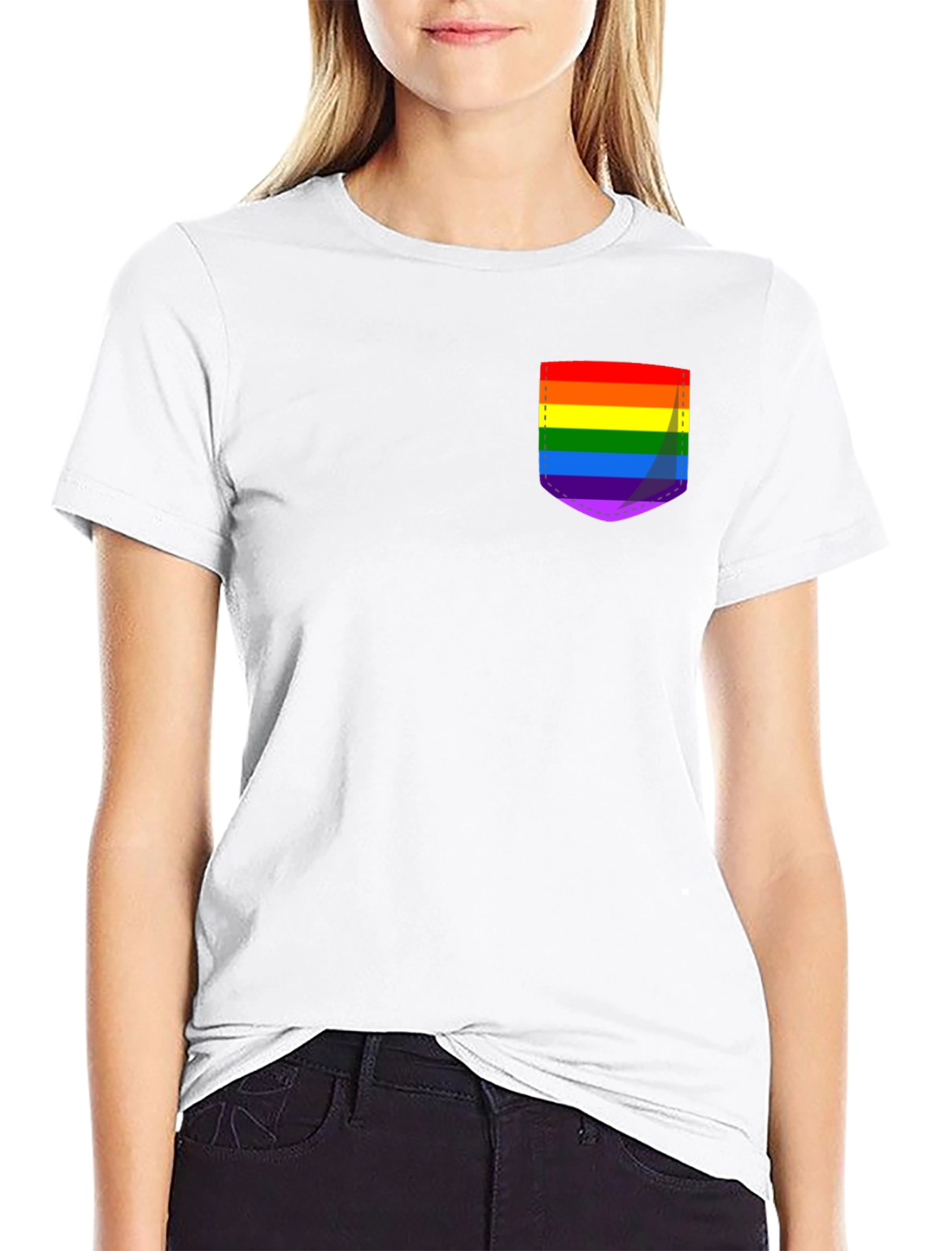 Pride Pocket Tee - Black Crew Neck Casual T-Shirt