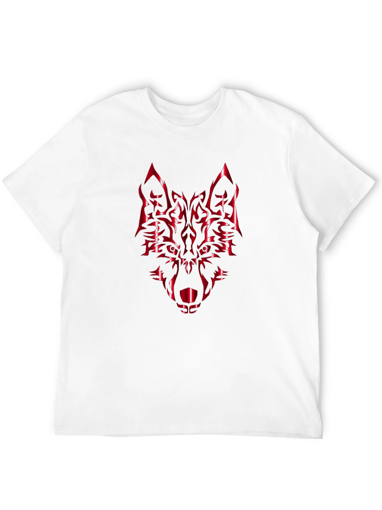 Bold Black Tee with Red Wolf Graphic
