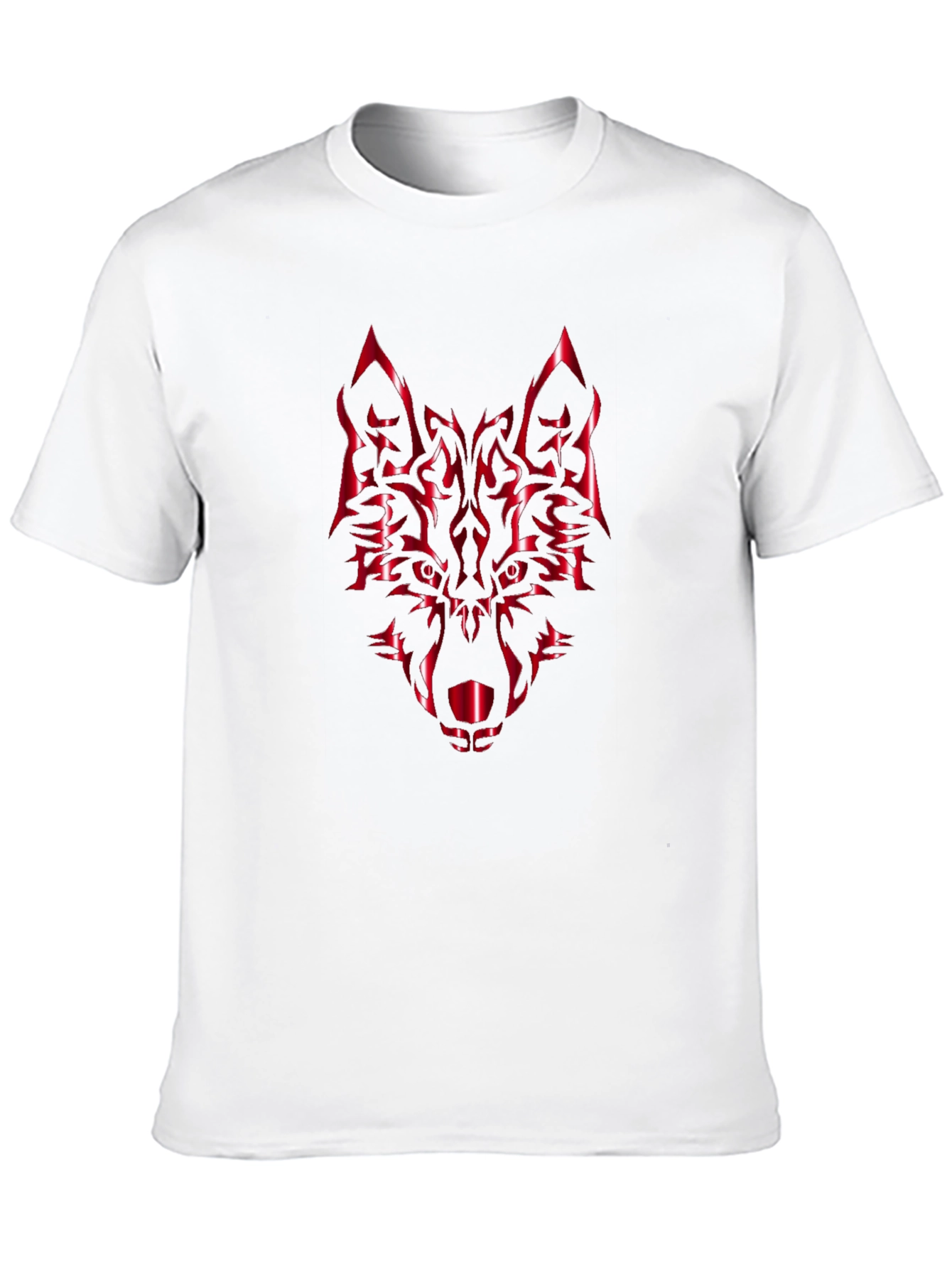 Bold Black Tee with Red Wolf Graphic
