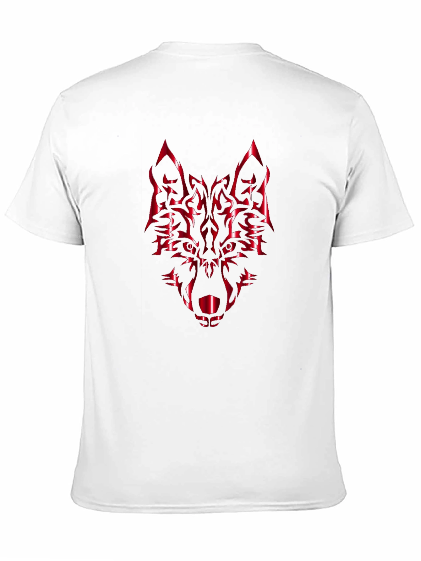 Bold Black Tee with Red Wolf Graphic