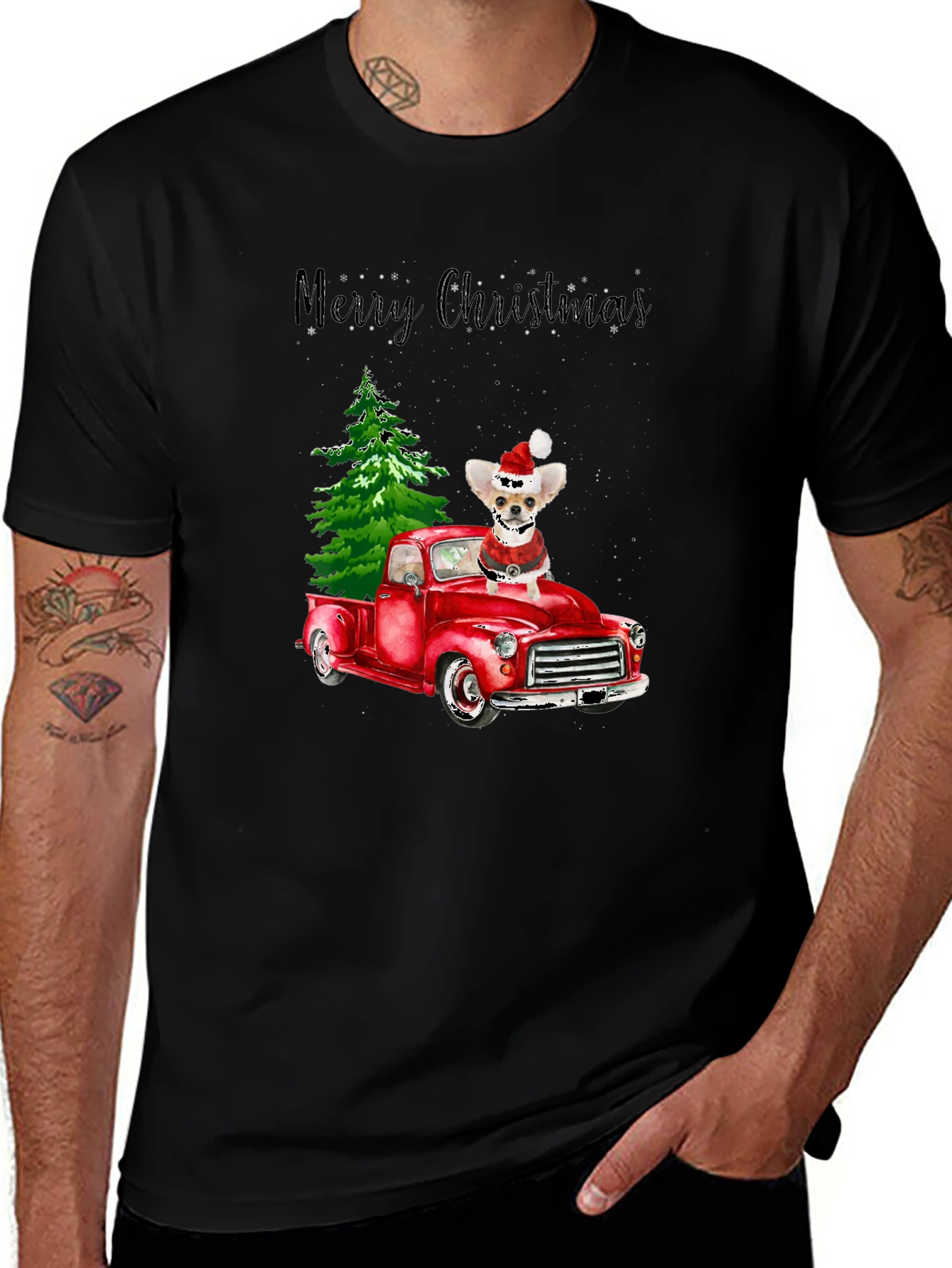 Merry Christmas Chihuahua Truck T-Shirt