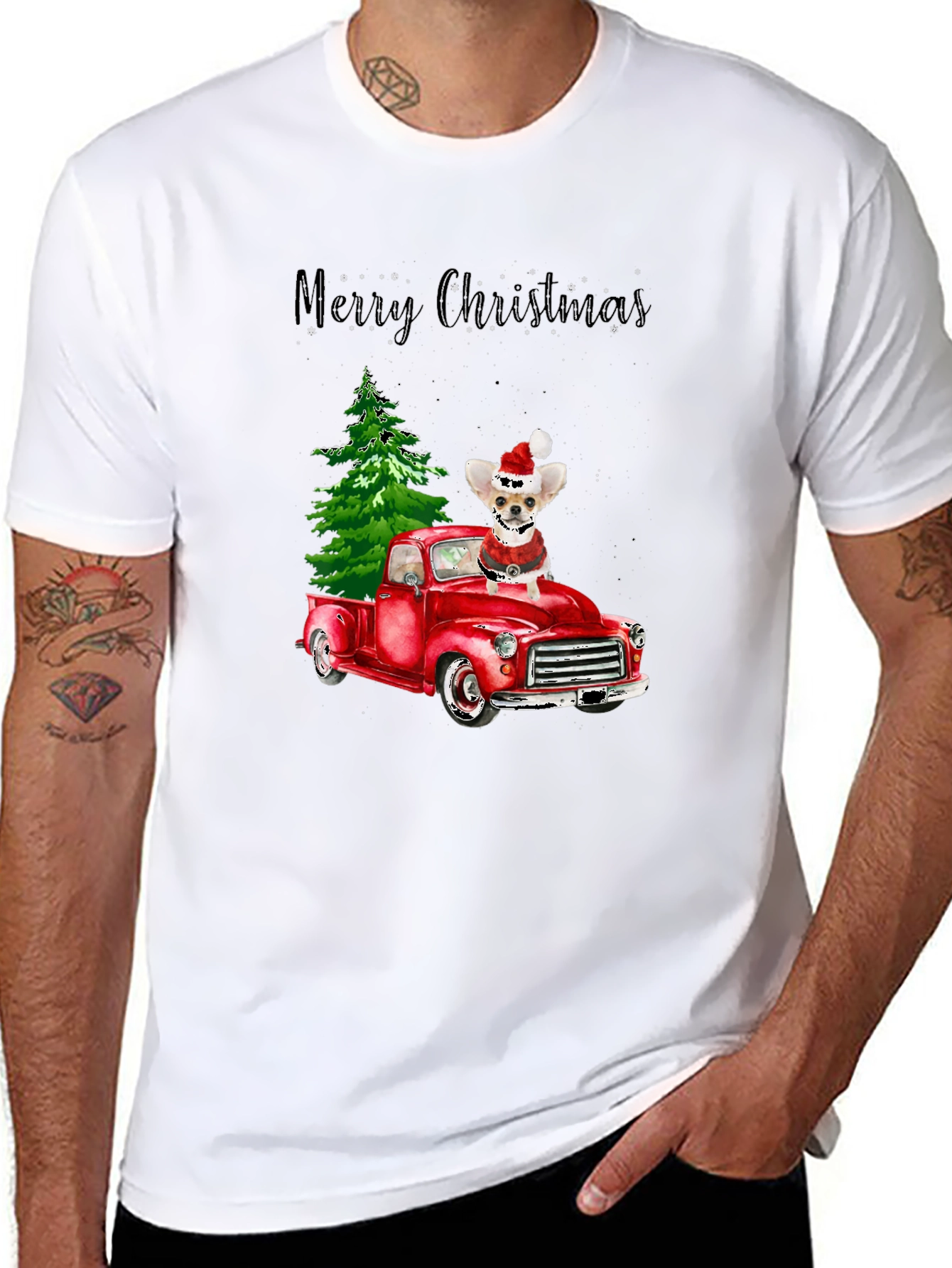Merry Christmas Chihuahua Truck T-Shirt