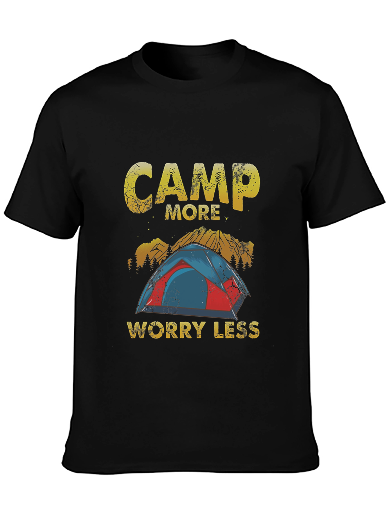 Camp More Worry Less Black Graphic Tee