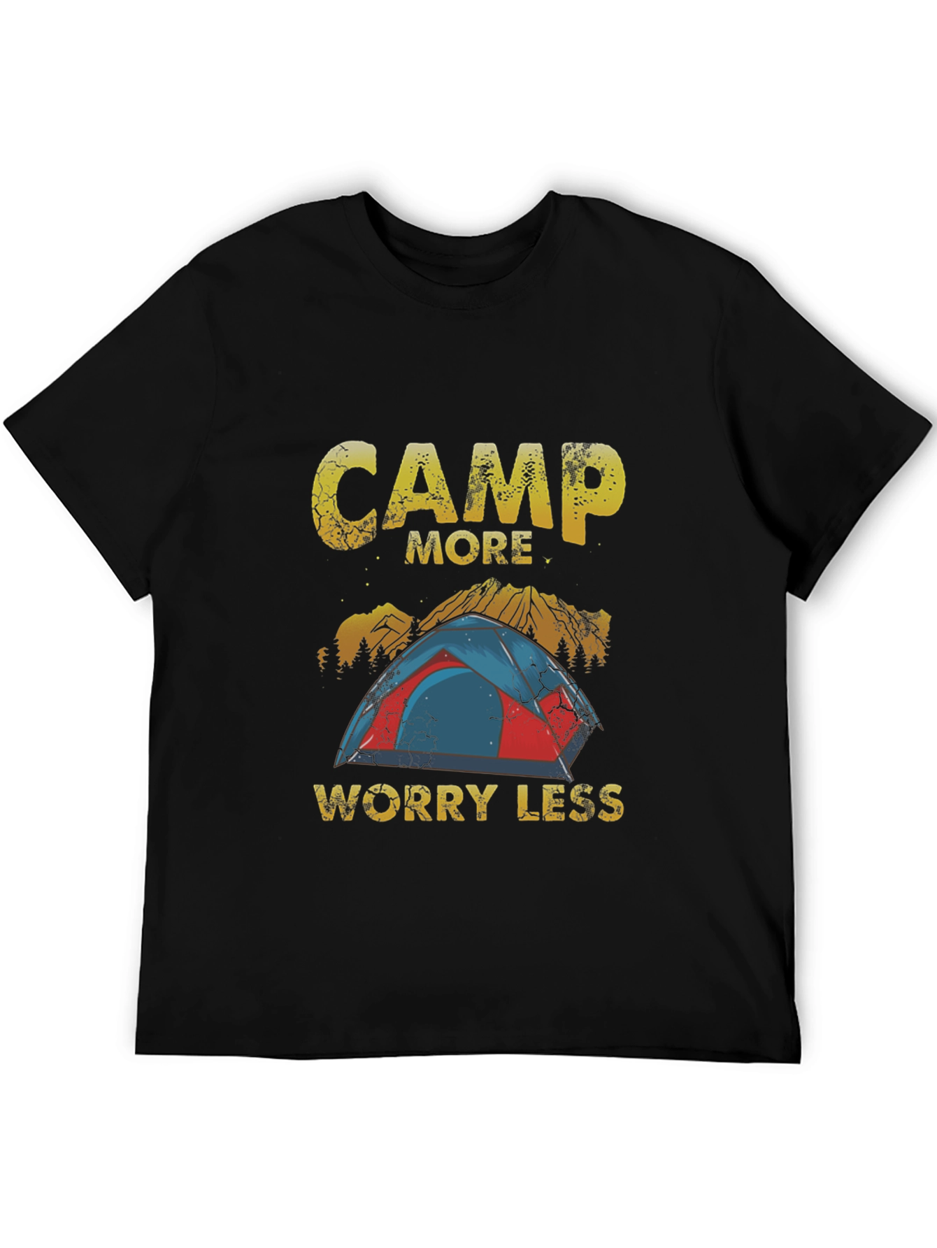 Camp More Worry Less Black Graphic Tee