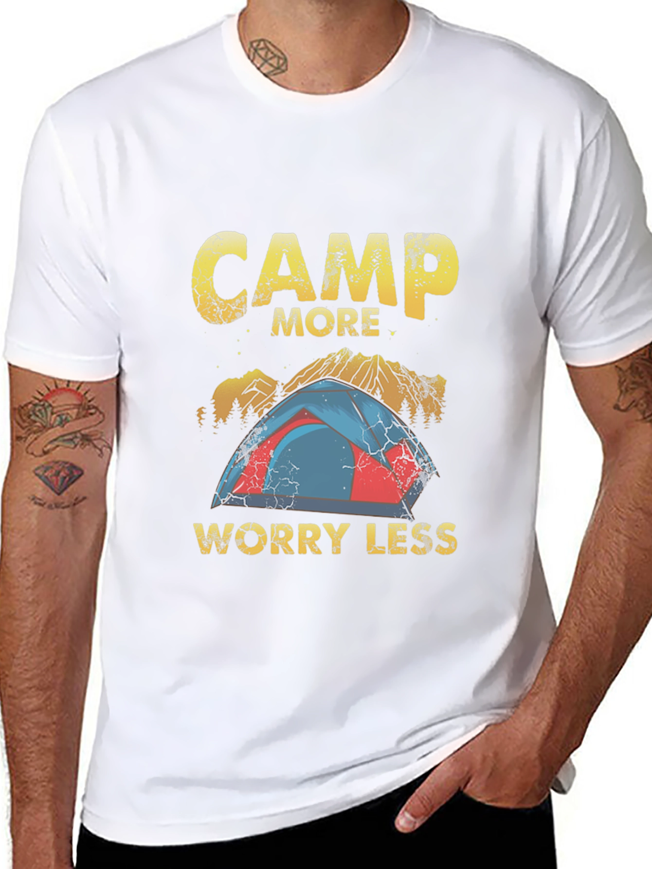 Camp More Worry Less Black Graphic Tee