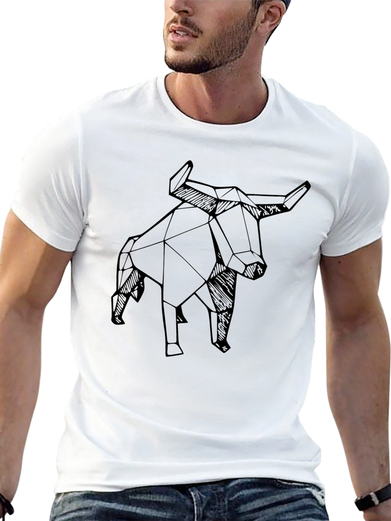 Geometric Bull Graphic Tee - Modern Menswear