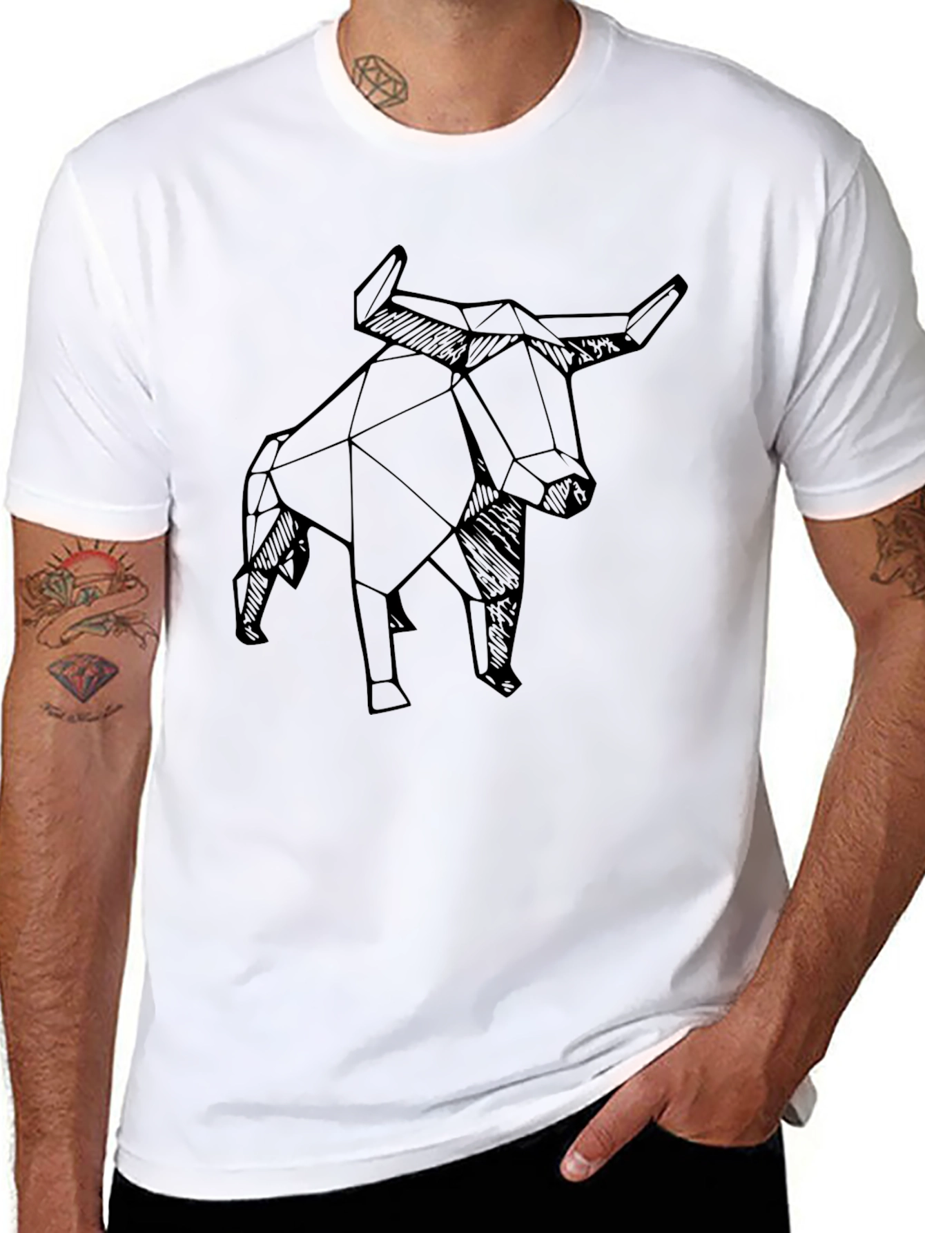 Geometric Bull Graphic Tee - Modern Menswear