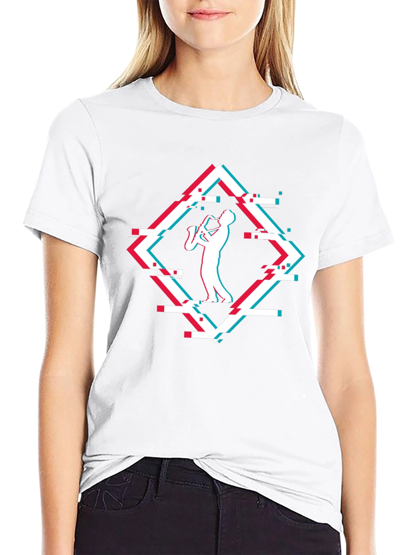 Saxophone Glitch T-Shirt - Music Lover Tee