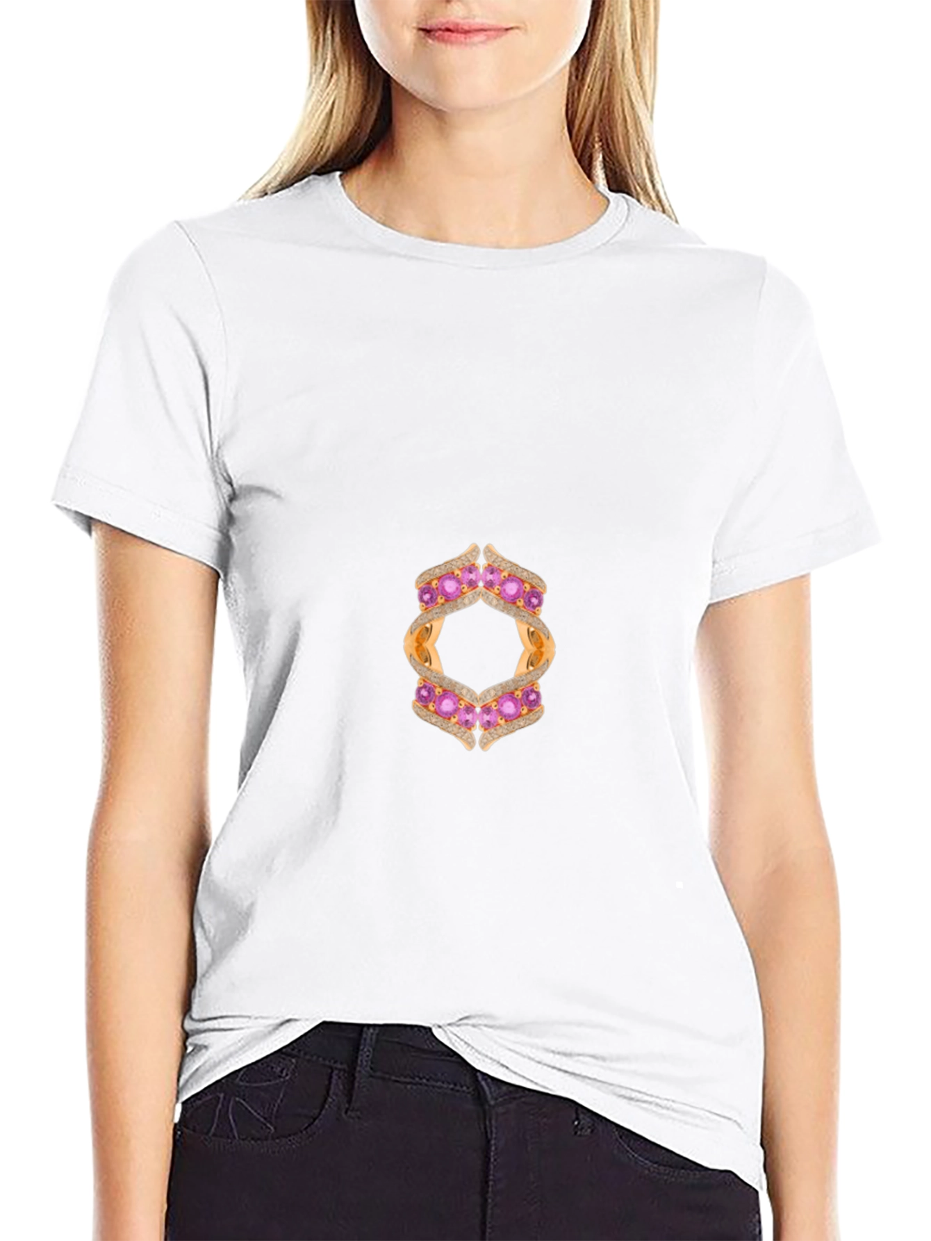 Black Tee with Abstract Jeweled Graphic